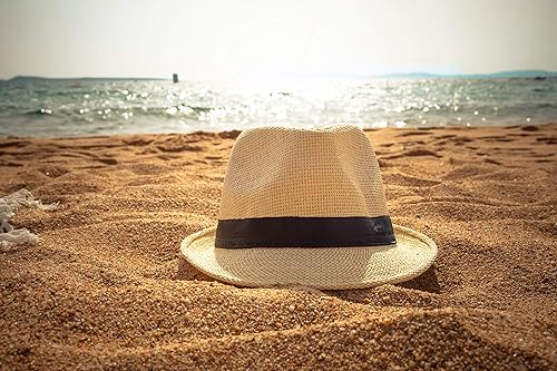 Miniatura 6 de NAVISIMA Sombreros Fedora estilo Panamá de los años 20 para adultos, hombres, mujeres y niños, sombrero de Sun Fedora con banda, sombrero de playa