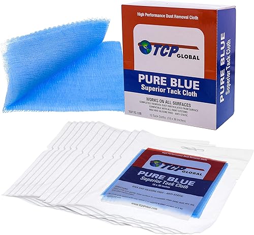 TCP Global - Paños de adherencia superior azul puro - Trapos de tachuela (caja de 12) - Pintores de automóviles de grado profesional - Elimina el
