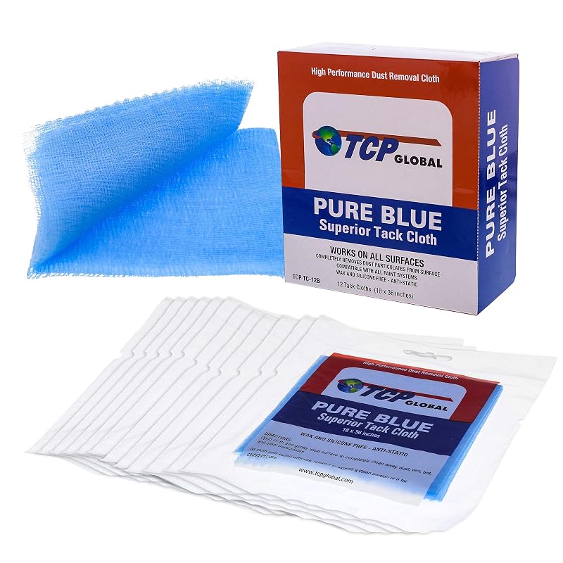 Pano pega-pó Pure Blue TCP Global para preparação de superfícies, algodão, 45,7 x 91,4 cm, pacote com 12