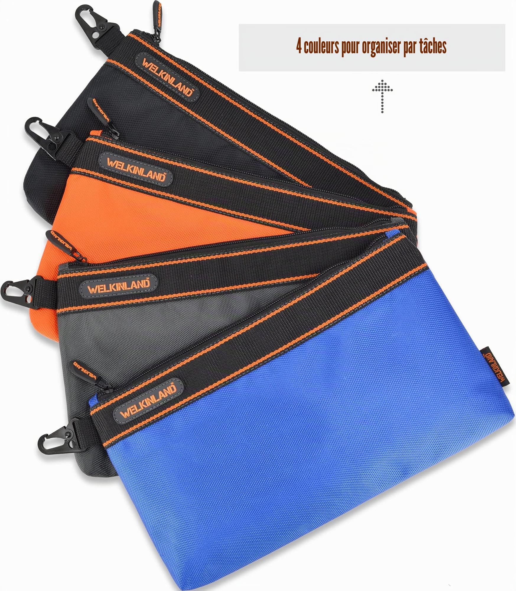 Lot de 4 petites pochettes à outils, pochettes à outils robustes, pochettes à outils d'électricien, pochettes à outils avec clip, pochette à outils d'électricien, petit sac à outils, petit sac à