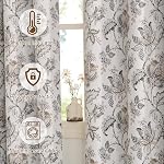 NICETOWN Floral Curtains 84 Inch Long 2 Panels Boho French Romantic Botanical Printed White Curtains,70%-80% Blackout,Thermal Insulated,Noise Reducing Window Treatment for Farmhouse,52 Inch Wide