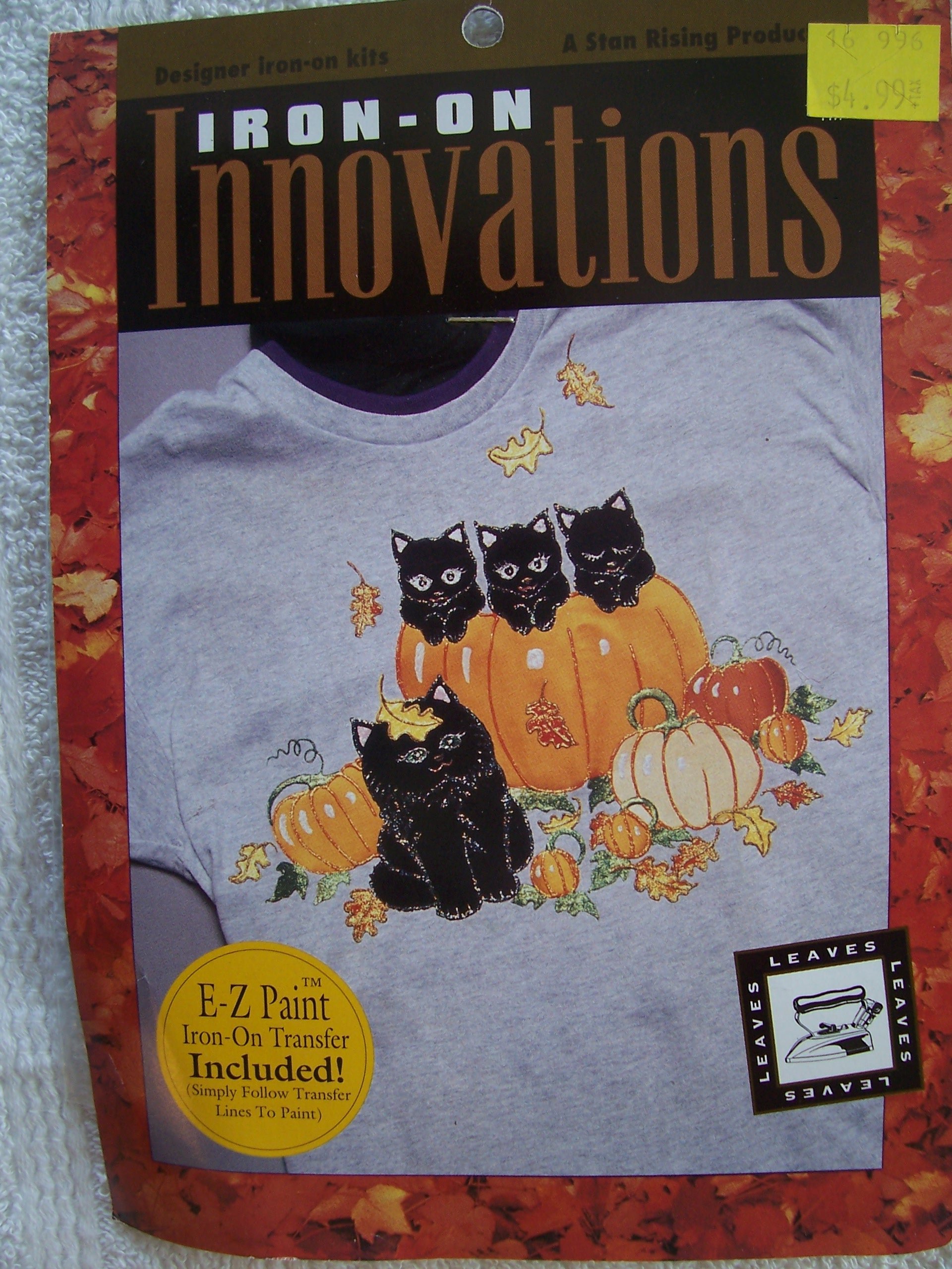Black Cats and Pumpkins Iron-On Applique Kit