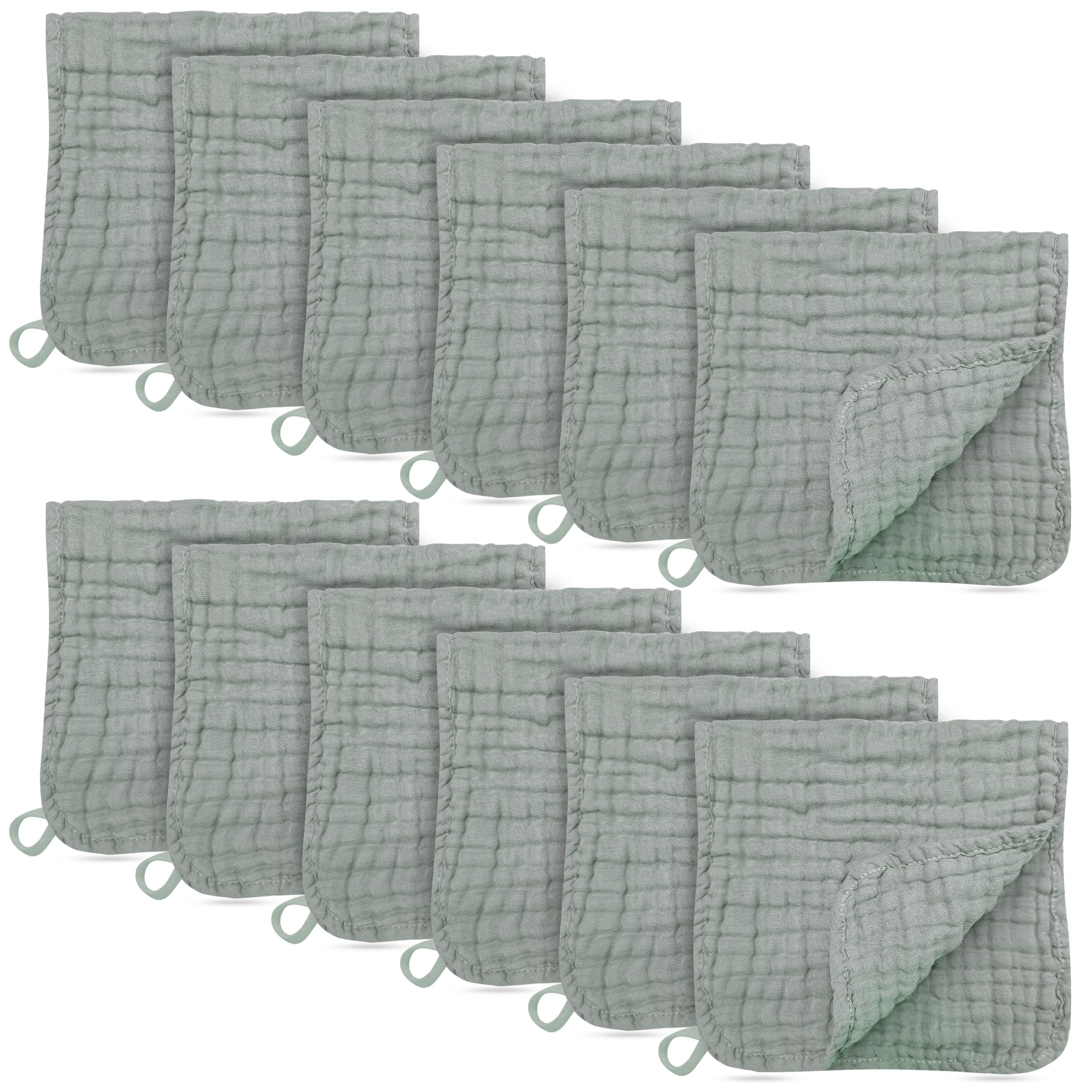 Muslin Burp Cloths, 20x10 Inch, 12 Pack, Green-image-44