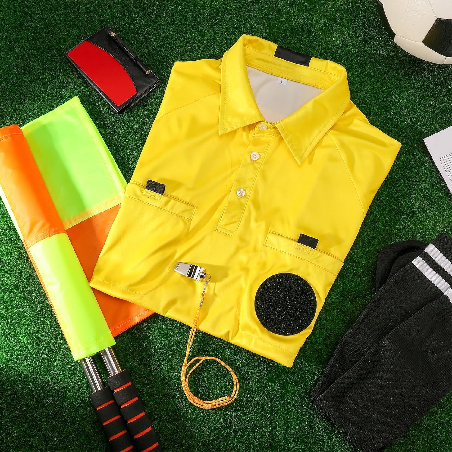 Soccer Referee Kit, 6 Pcs Soccer Referee Shirt Jersey Umpire Uniform Football Referee Costume for Adult Teenager - Image 3