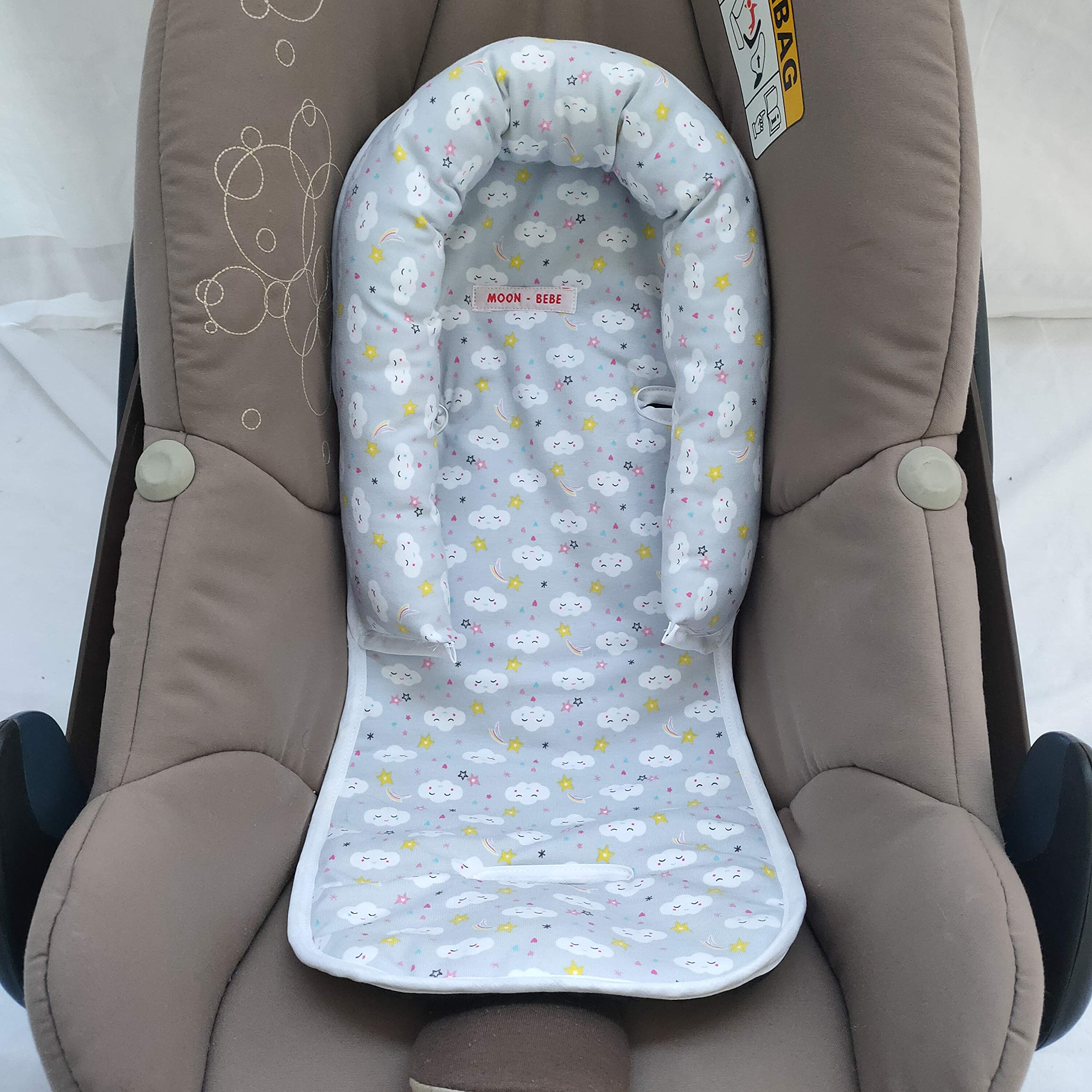 moon-bebe Reductor Antialérgico Universal MaxiCosi, Silla de Coche y de Paseo(azul stars)