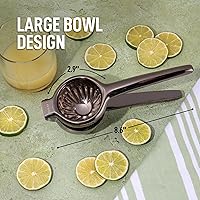Vista 2 de Zulay Kitchen Exprimidor de limón de acero inoxidable, calidad premium, cuenco exprimidor de metal sólido resistente, exprimidor manual grande