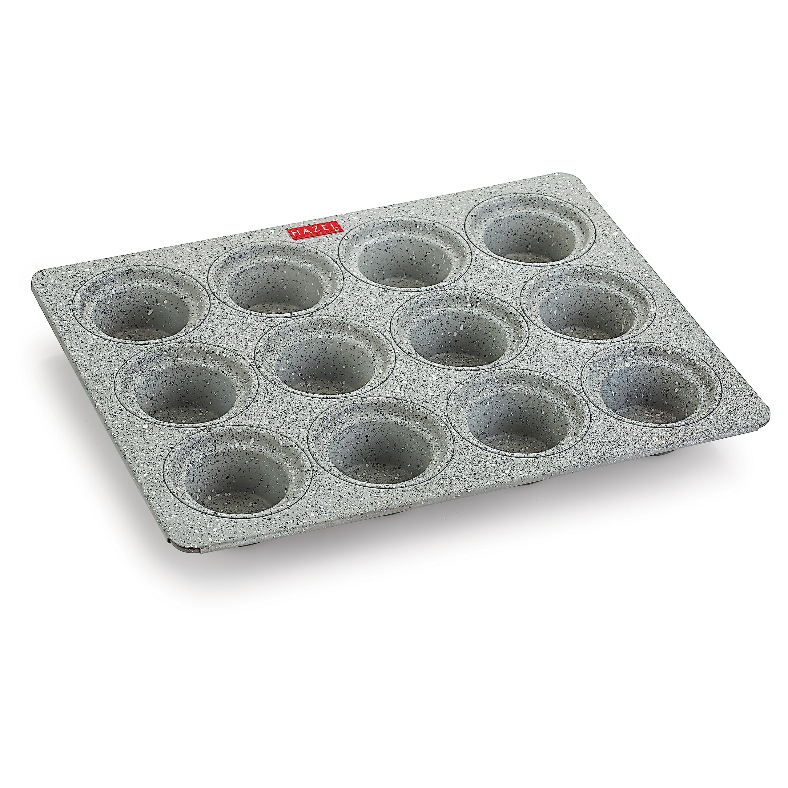 HAZEL Aluminium Cupcake Muffin Mould Microwave Safe 12 Cups Non Stick Granite Finish Mini Crown Muffin Pan Chocolate Baking Tray for House and Bakery, Grey (B08RDWG556) Amazon Price History, Amazon Price Tracker