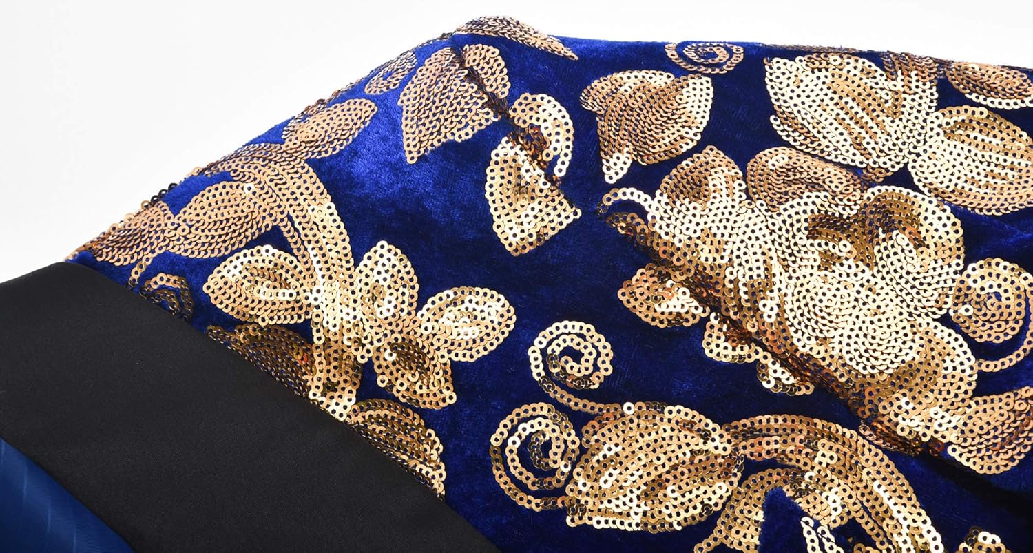 Men's Slim Fit Velvet Shiny Sequins Suit Jacket Blazer Stylish One Button Notch Lapel Tuxedo for Party,Wedding,Banquet,Prom