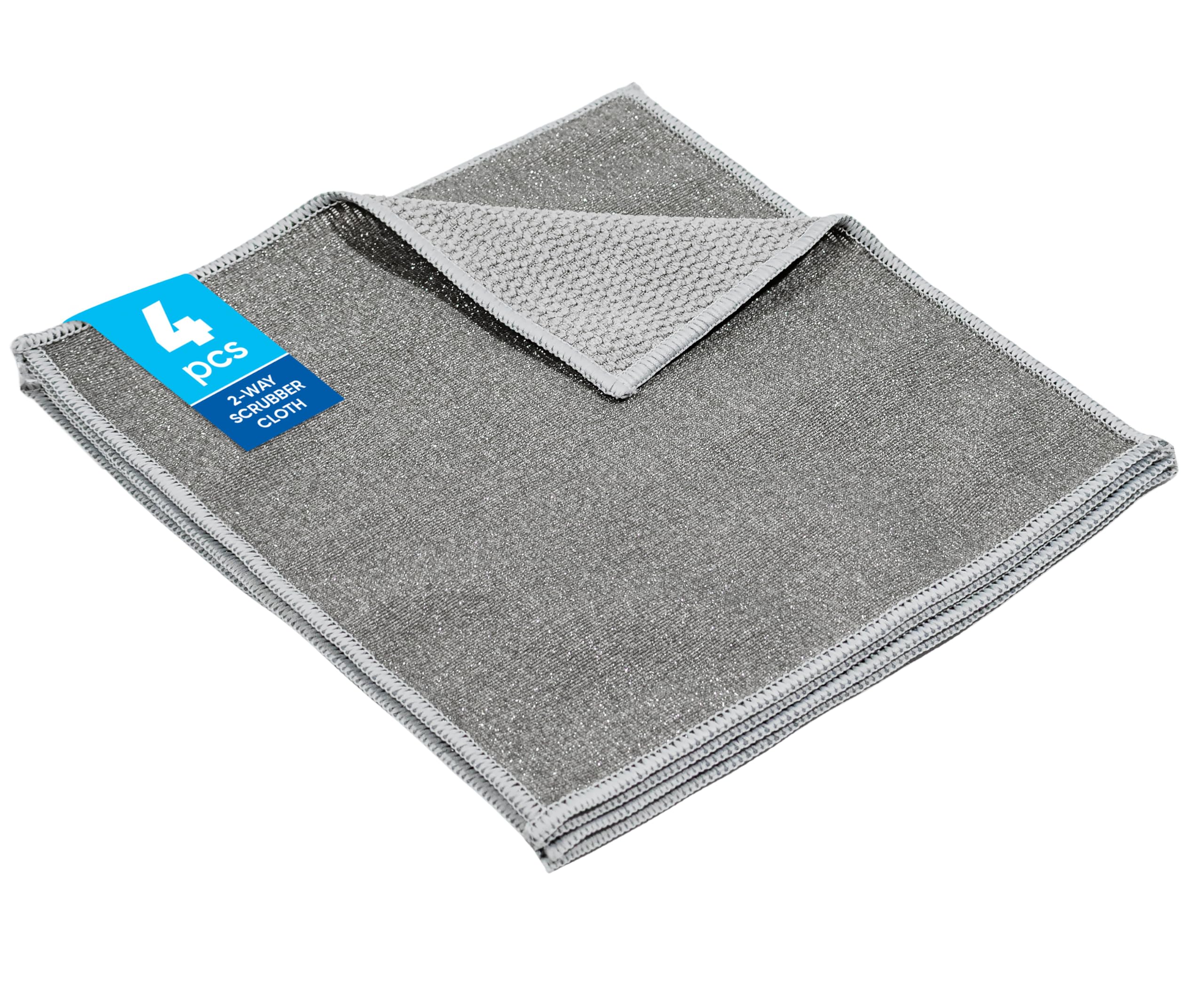 Mikrofaser-Geschirrtücher, zum Schrubben und Reinigen: Geschirr, Waschbecken, Theken, Herdplatten, einfaches Ausspülen, maschinenwaschbar, 4 Stück (Größe 25,4 x 25,4 cm)