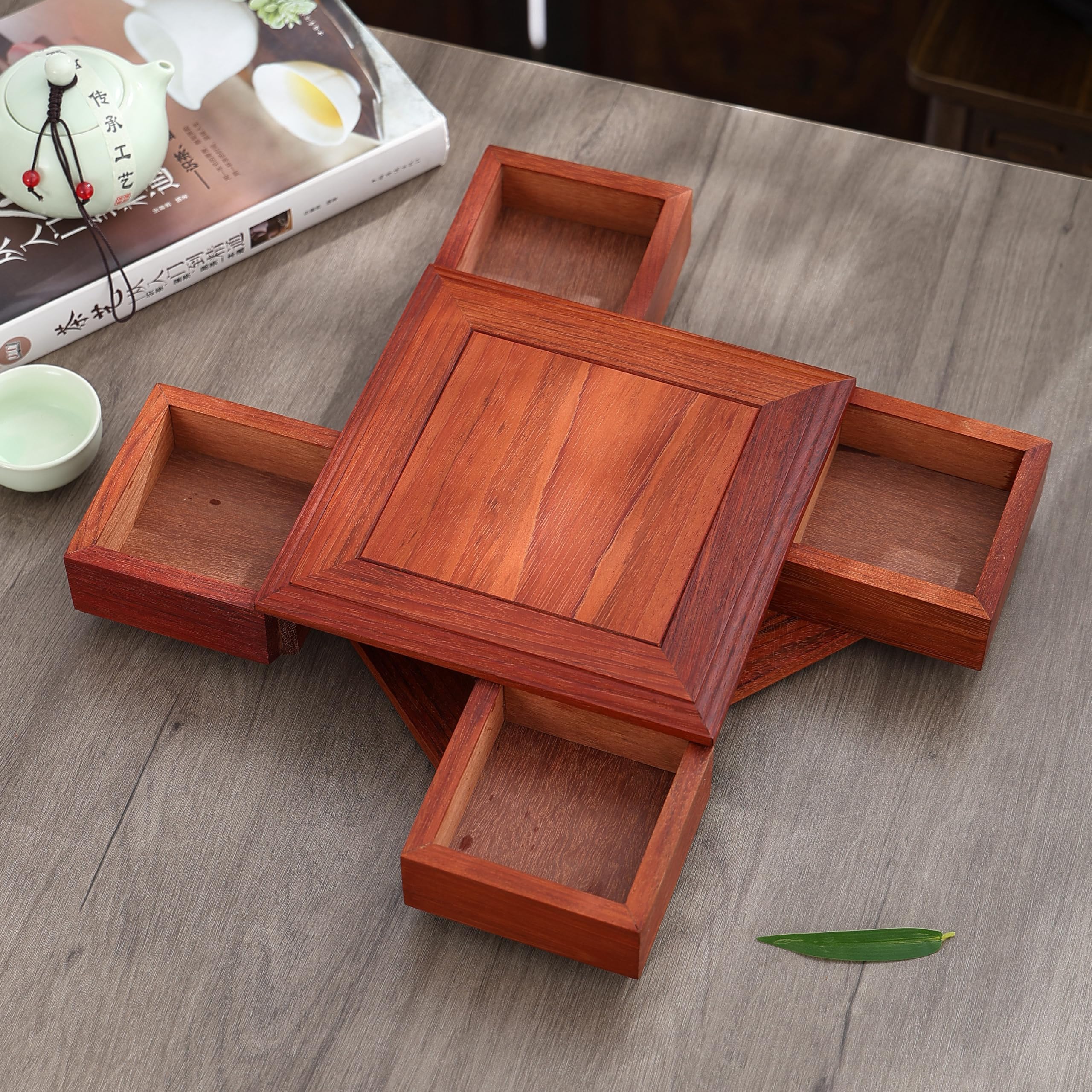 360° Drehbare Snackbox Aus Holz Für Trockenfrüchte, Nussbox, EIN Oder Zweilagig Erhältlich, Für Trockenfrüchte Und Nüsse, Mehrzweckbox Für Trockenfrüchte, Tee, Single Layer 20x20x6cm