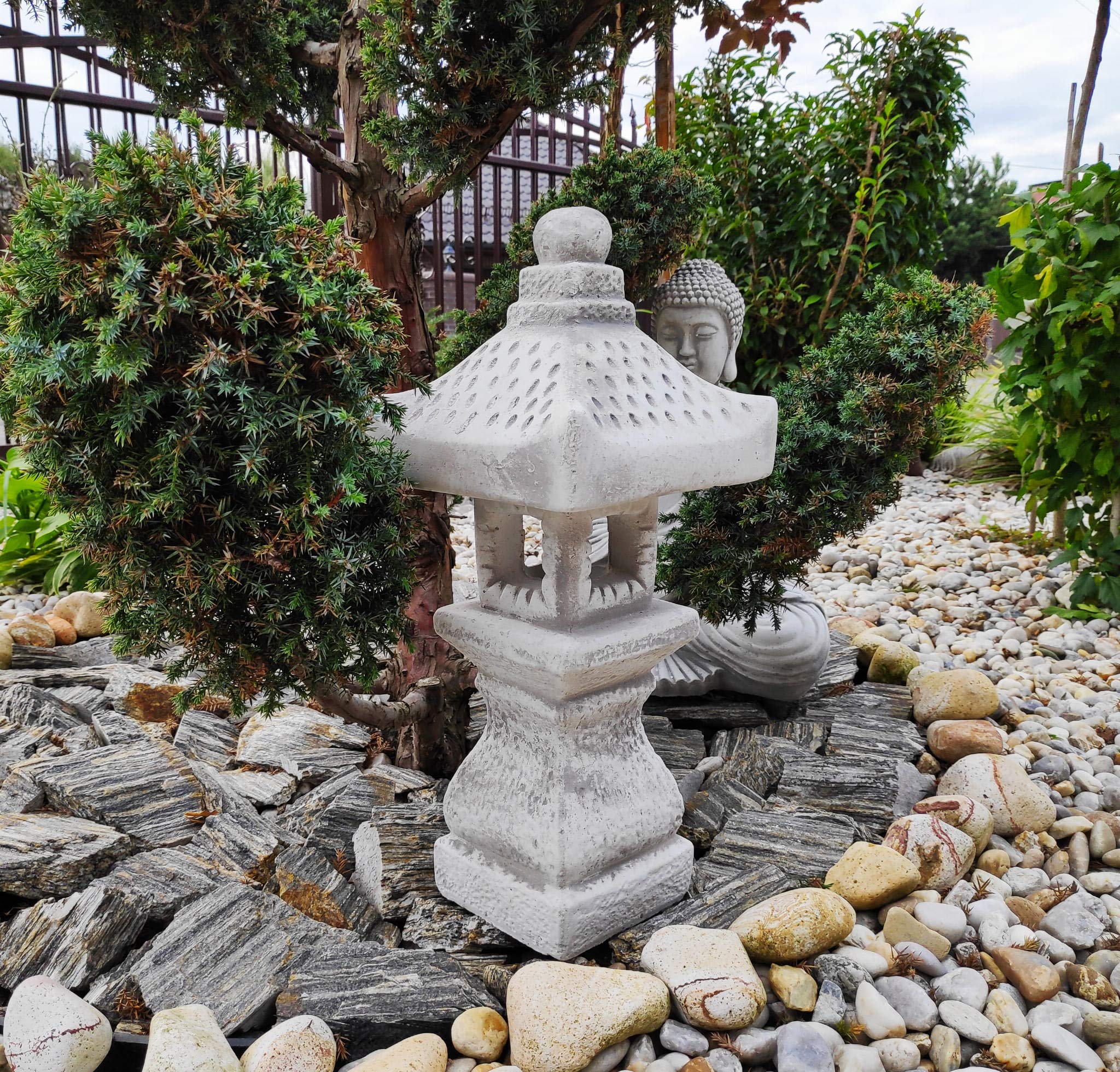 Decoración de Adornos de jardín - Pagoda/Linterna de Estilo japonés de Piedra TACHI-Gata-Oki