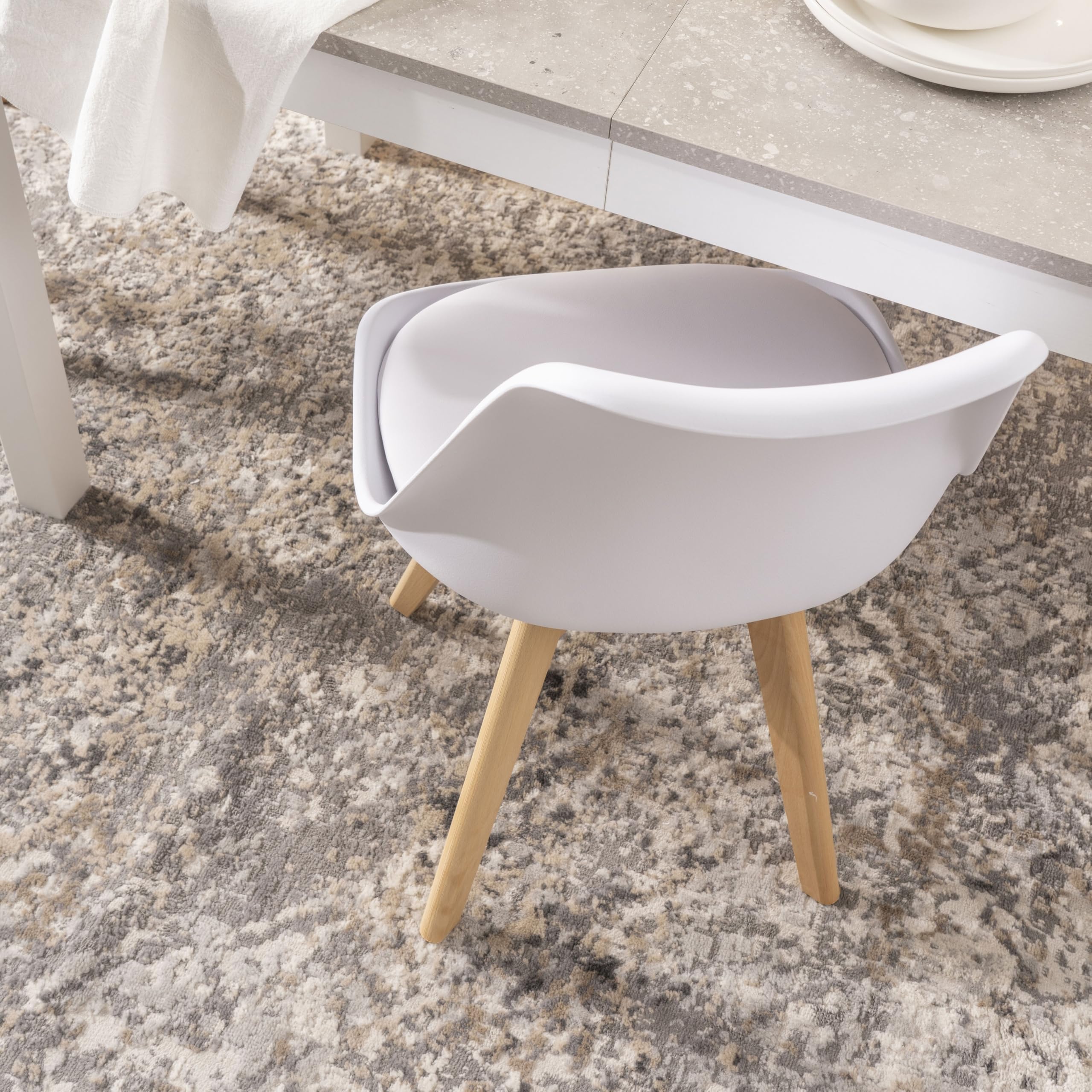 Norbe | Sedia da Sala da Pranzo o Ufficio con gambe in legno di faggio e morbido cuscino di ecopelle |Dim: 50x48x 82 H cm (Bianco, 1)