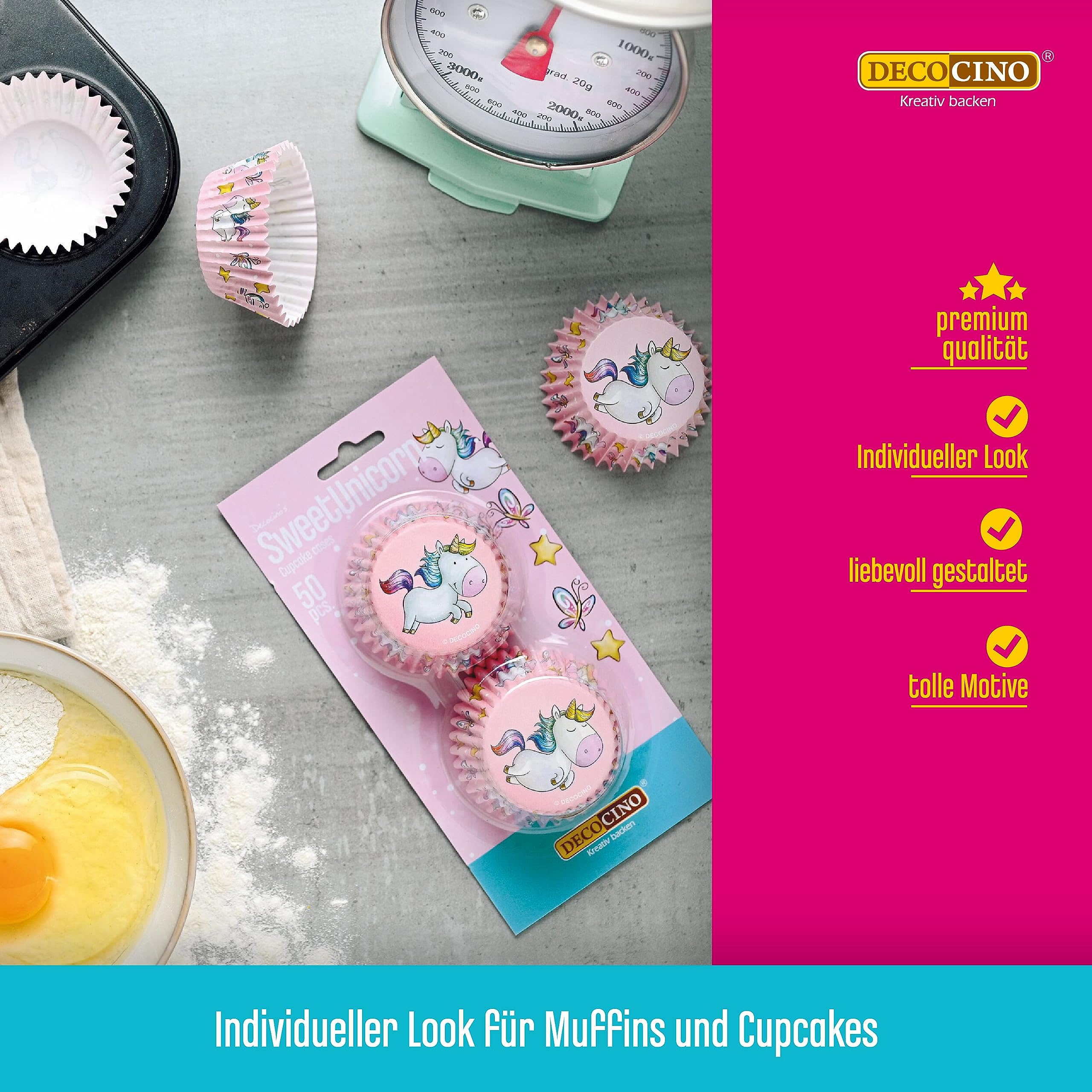 50 Caissettes à Cupcakes Licorne - Format Classique, Résistantes à 220°C, Motifs Festifs Pour Pâtisserie