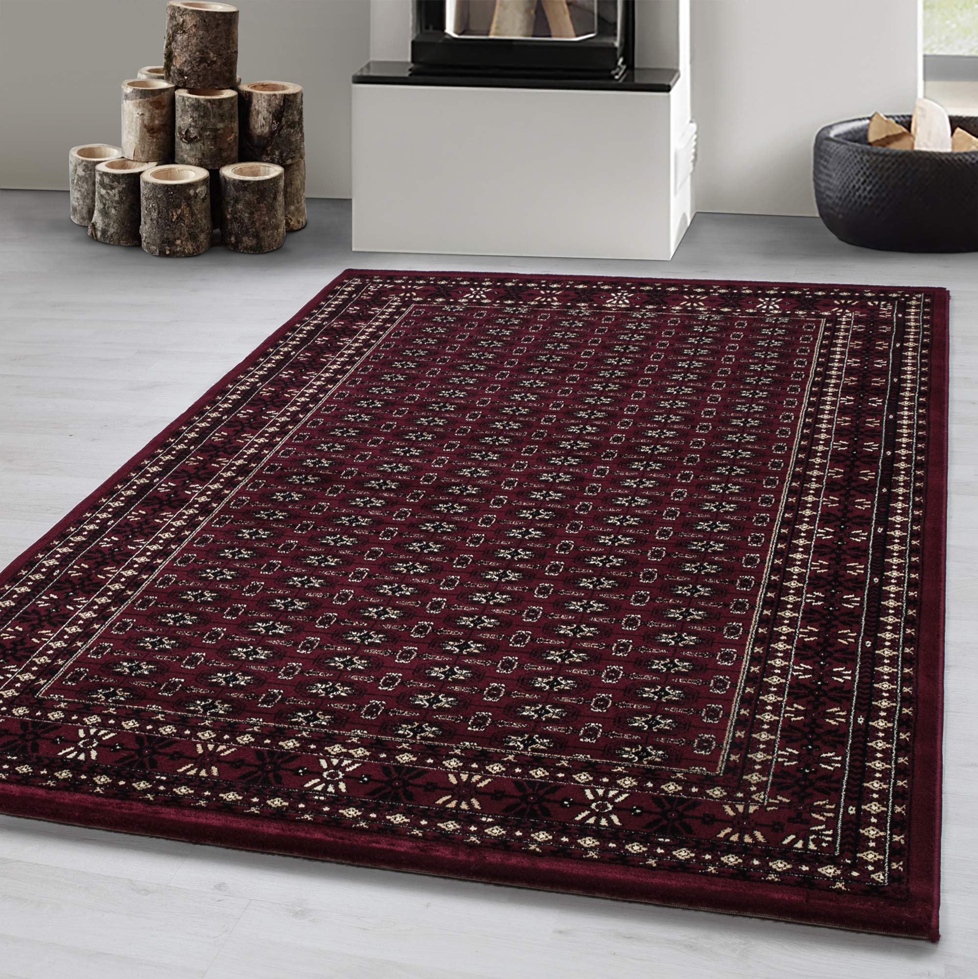 Tapis salle de séjour rouge ornement 240 x 340 cm pour réchauffer une ambiance de chambre