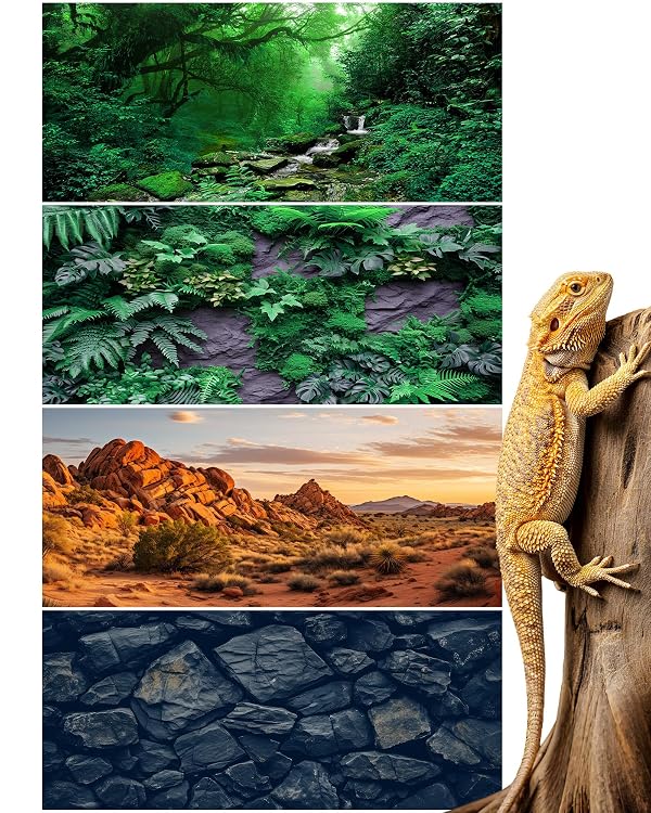 Breling 36 x 18 Inch 4 Pcs Reptile Tank Background,Habitat Scenes, Style2 by Breling - Used condition - US$11.09