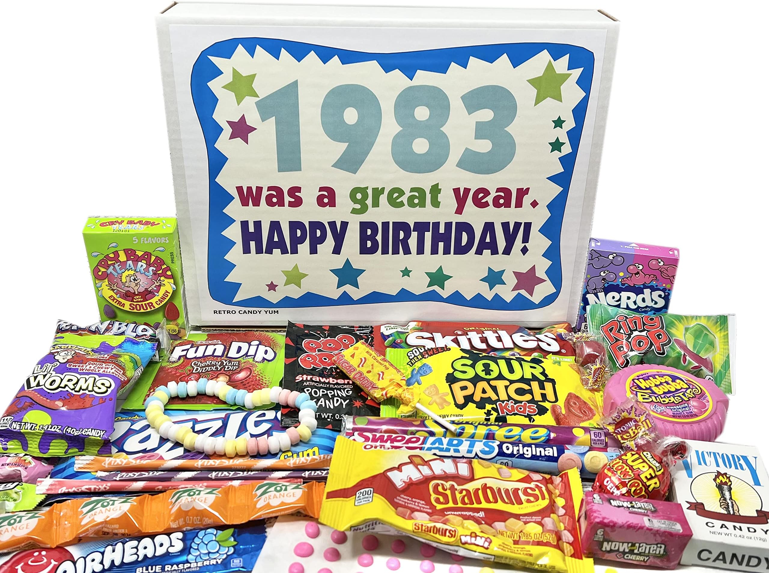 RETRO CANDY YUM 50th Birthday Gift Basket Box Milestone