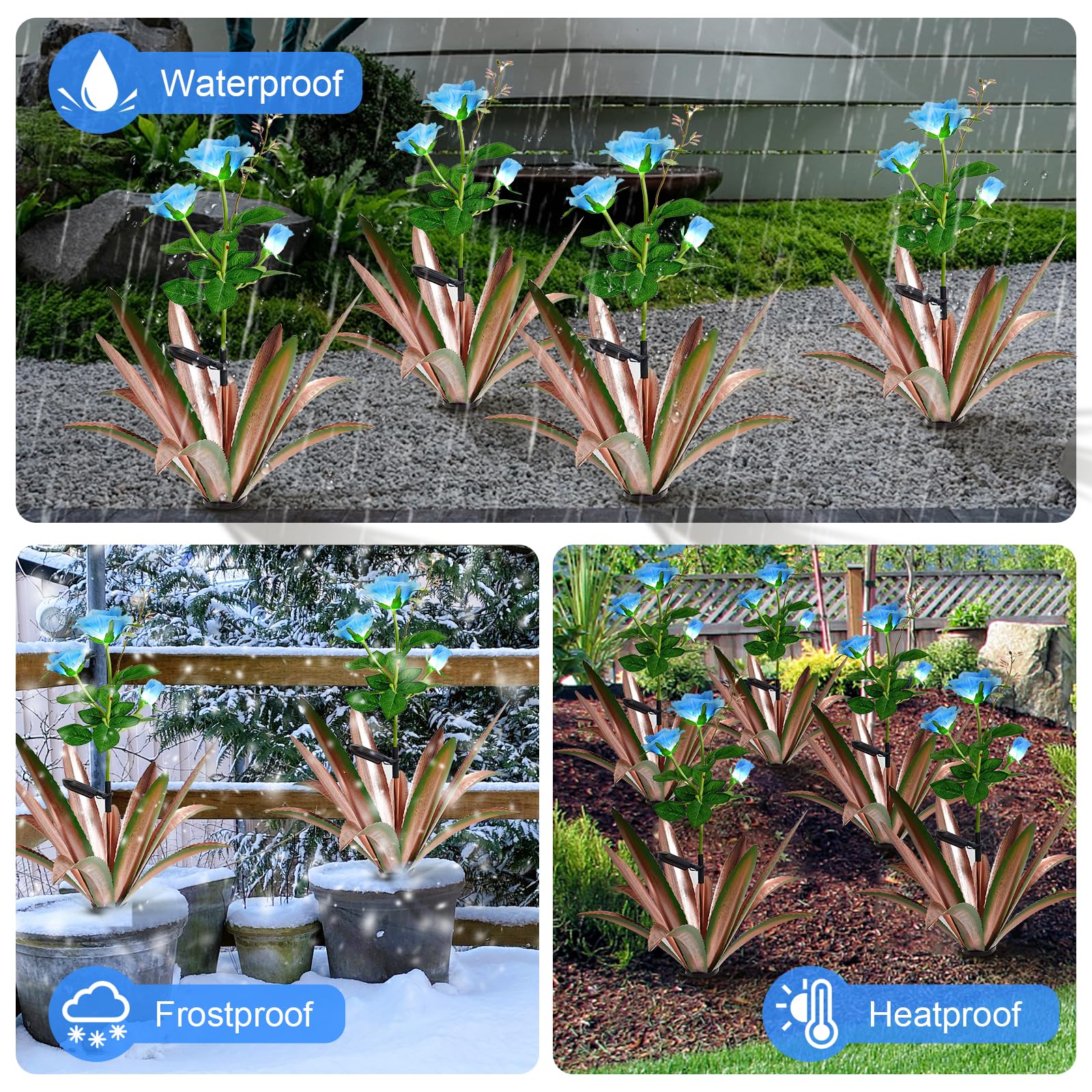 Metall-Agave Als Gartenskulptur – Wetterfest, Vergrößert, Für Garten, Terrasse, Rasen Oder Innenbereich, Deko-Objekt Oder Geschenk