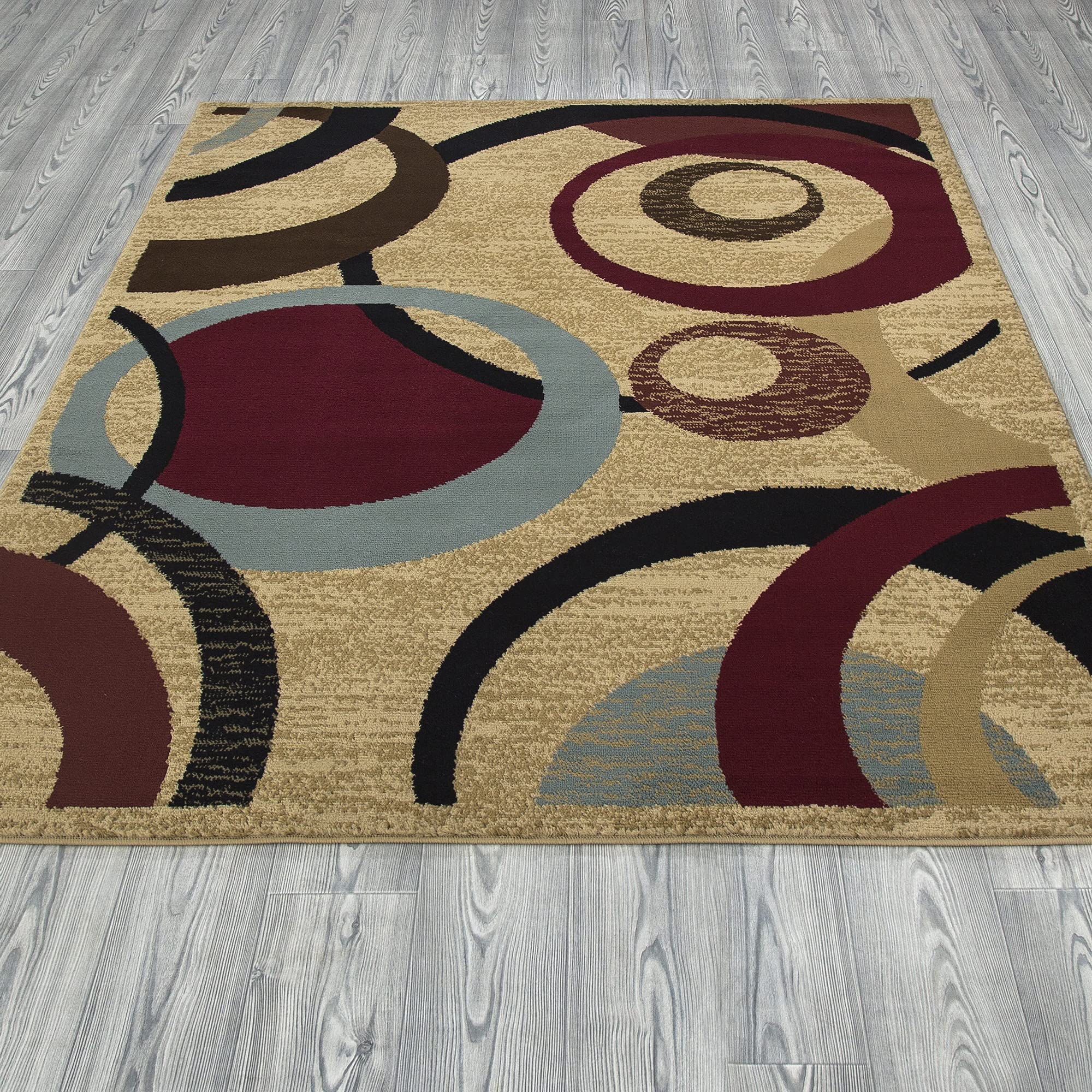 Ottomanson Royal Abstract Circle Area Rug, 5 ft 3 in x 7 ft, Beige