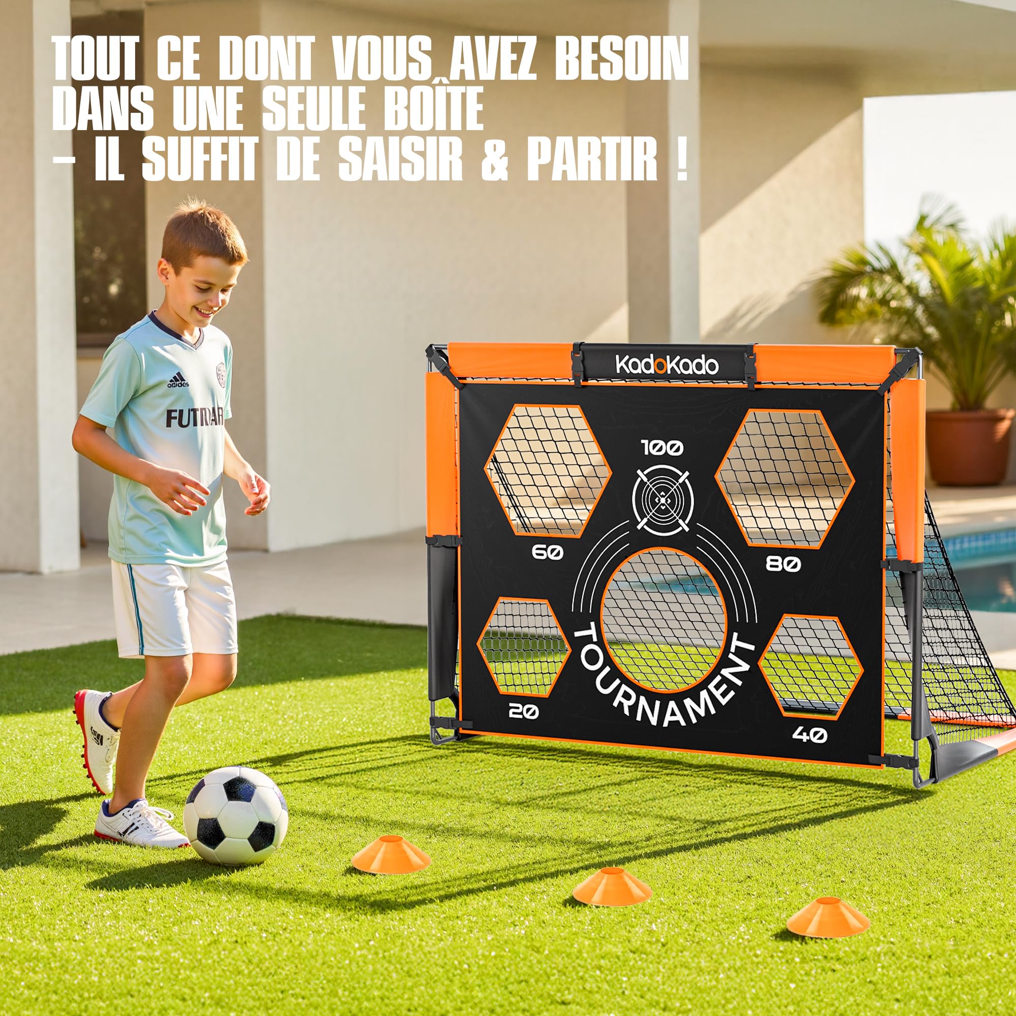 But de Football Pliable et Portable pour Enfants, Cage de Foot Exterieur 120x90x90cm avec Sac de Transport