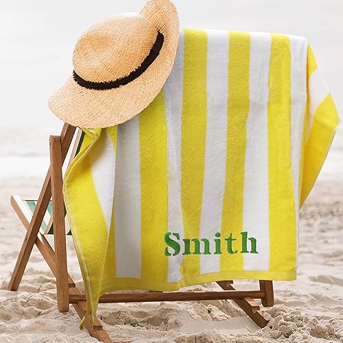 Miniatura 9 de The Wedding Party Store Toalla de playa cabaña a rayas personalizada de alta calidad, 35 x 60 pulgadas, toallas de piscina con monograma, bordadas a