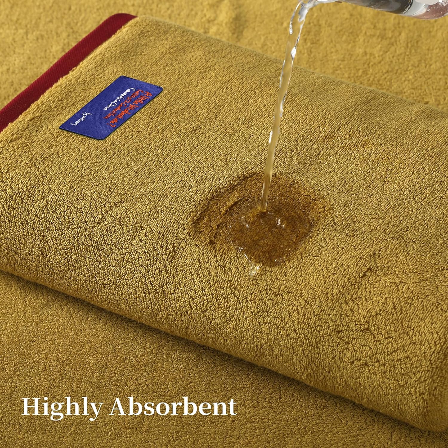 REDKISS 2 Pack 100% Cotton Bath Towels, Oversized 27 x 54 Inches & 600 GSM Ultra Soft Bath Towel Set, Quick Dry Towels for Bathroom with Luxury Embellished Border Design, Gym, Hotel, Mustard Yellow