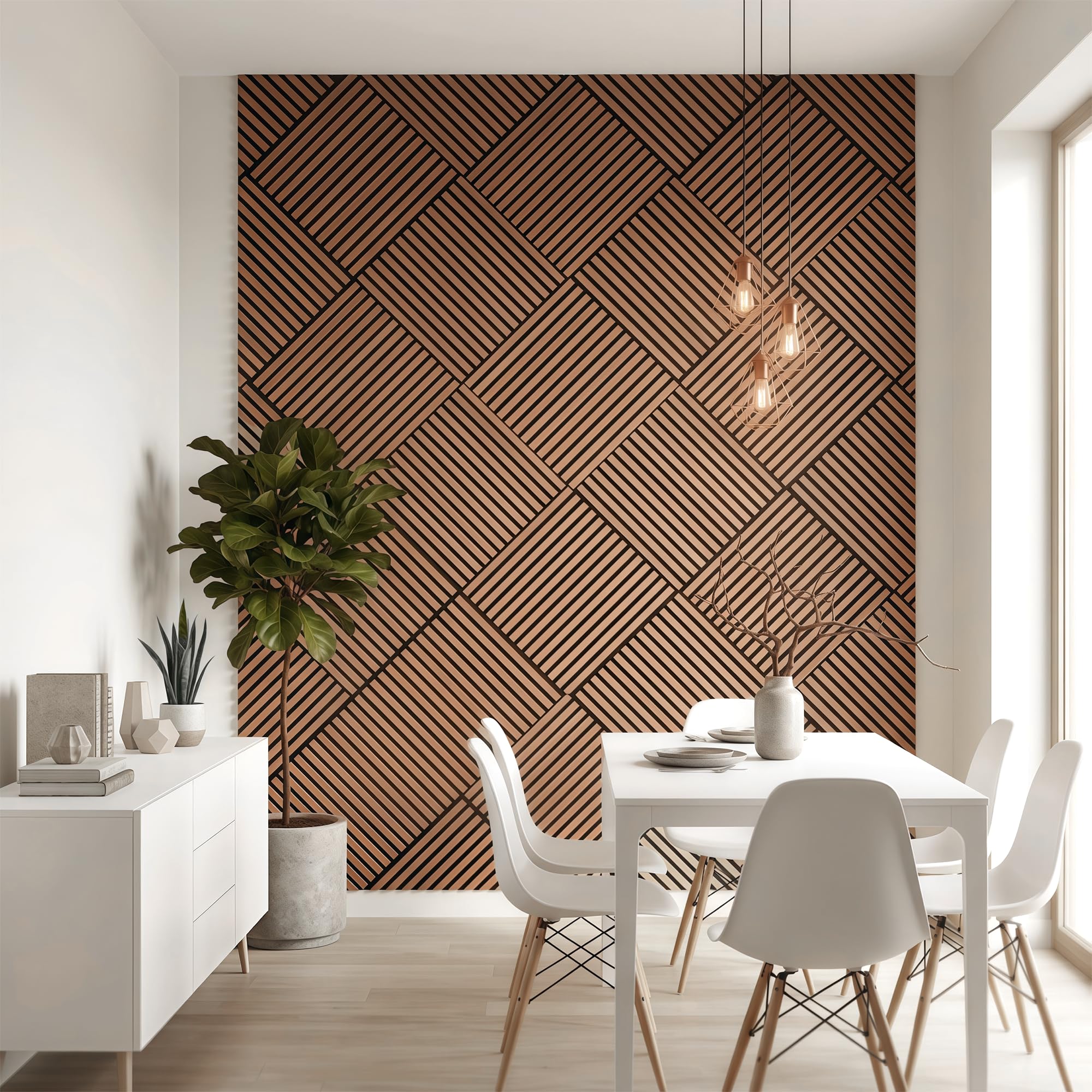 Brstheco Akustikpaneele Holz 120x60cm Packung mit 2 Eiche Holzoptik Lamellenwand 3D Holzpaneele Acoustic Wandverkleidung Wall Panels für Wohnzimmer Schlafzimmer Büro, Wanddeko Lamellen