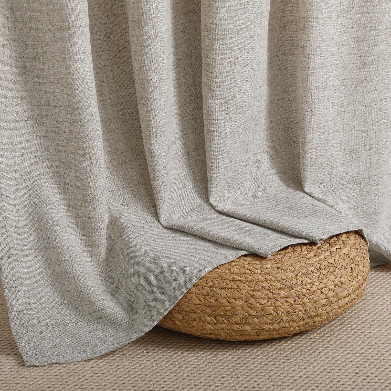 Softalker Rideau Grande 300x250 cm en Lin Naturel Rideaux Voilage Salon Moderne Semi-Transparent Voile Rideau à Oeillets Décoration de Fenetre Chambre Enfant Cuisine Balcon Dressing Extérieur,Lot de 1