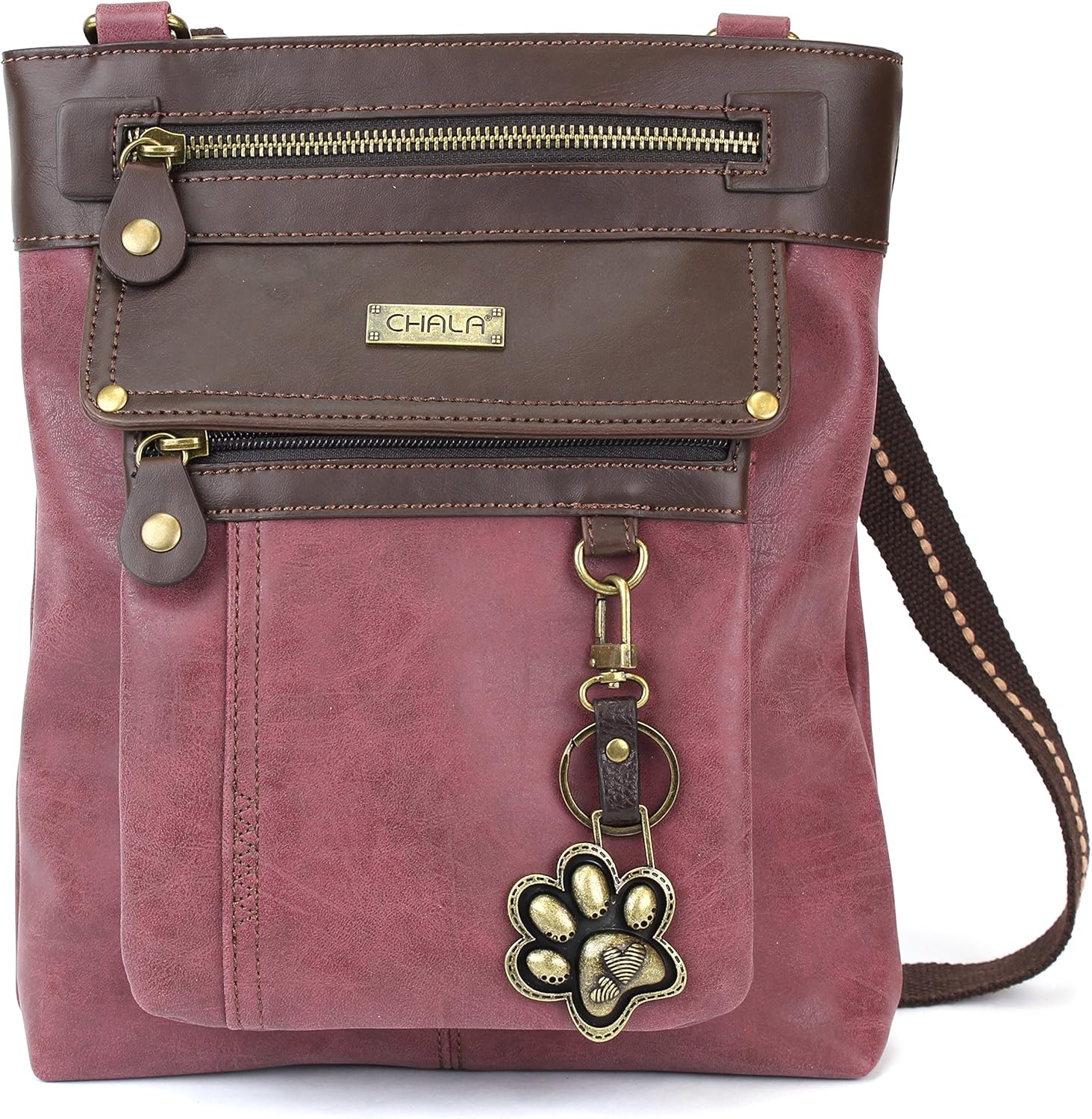 CHALA GEMINI Crossbody PU leather Gift Messenger Bag Burgundy