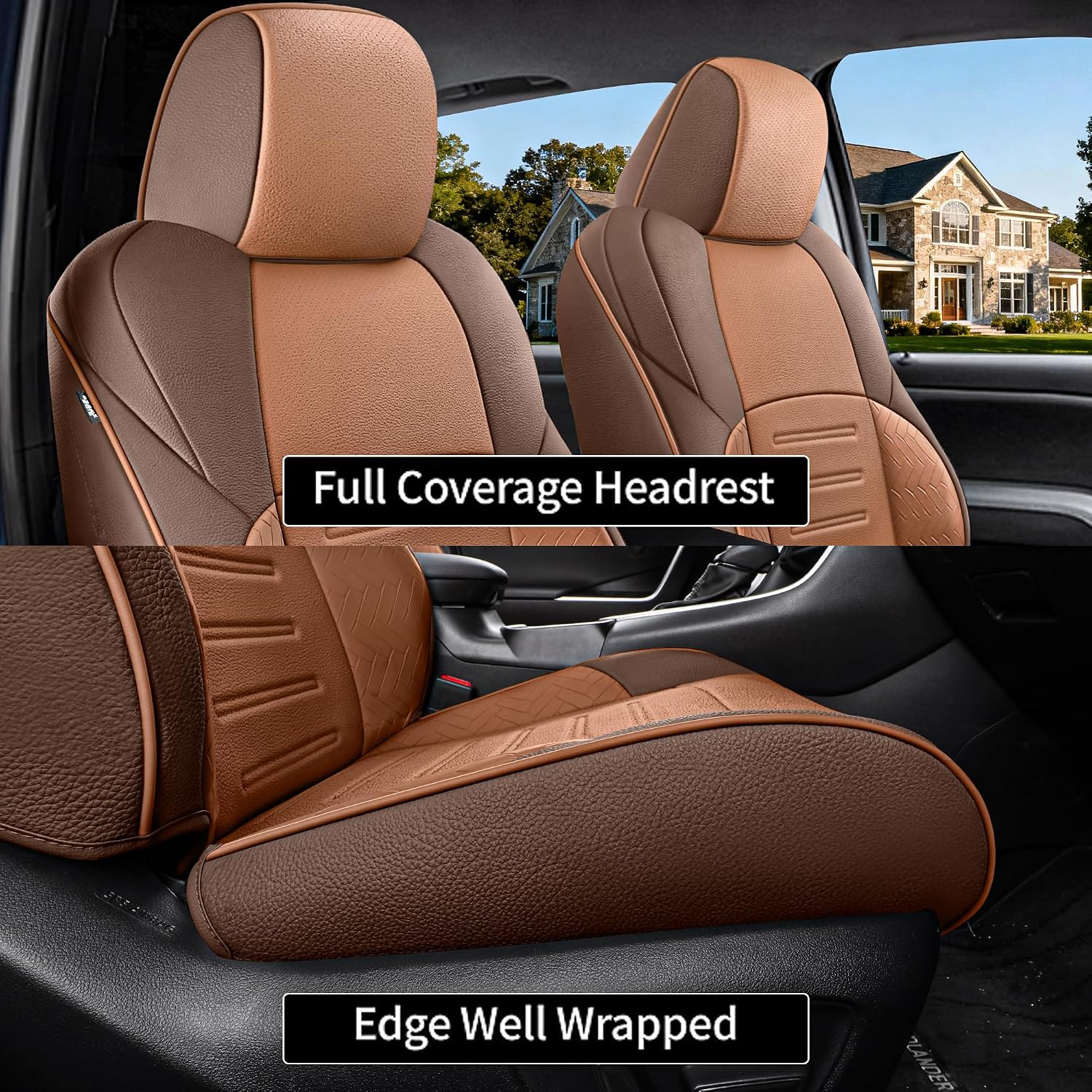 Custom Fit Toyota Tacoma Seat Cover Full Set 2024 2025 2026 Toyota Tacoma 4th Gen Double/Crew Cab SR,SR5,TRD Sport,TRD Off-Road,Limited Trucks (Brown+Orange)