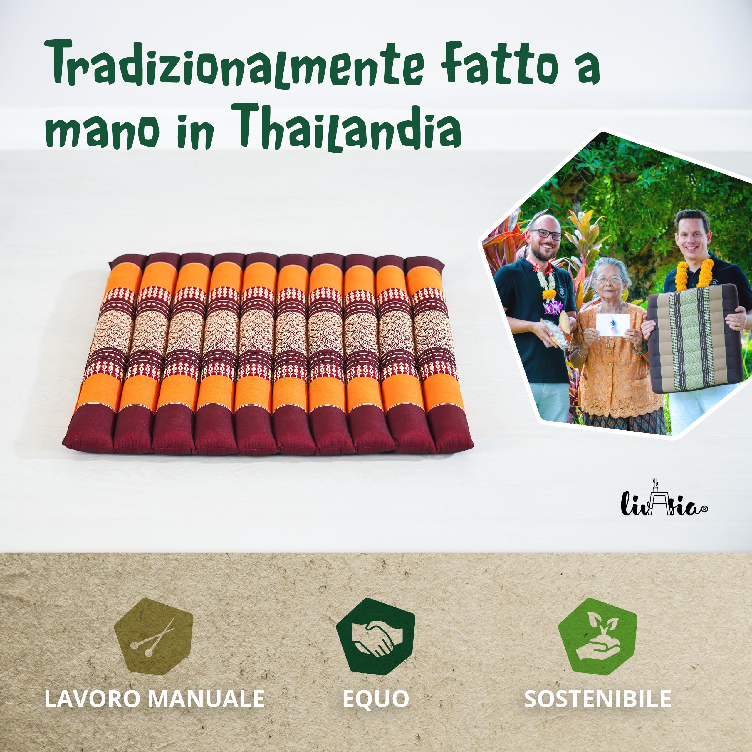 livasia cuscino coprisedia grande - 50x50x4,5cm - cuscino per pavimento impunturato indoor/outdoor, cuscino meditazione yoga, mobili in pallet, cuscino impunturato sedia e panchina (Arancione)