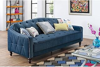 Novogratz Vintage Tufted Sofa Sleeper II- Blue Velvet