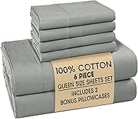 Vista 129 de Casa Platino Juego de sábanas tamaño Queen – Sábanas 100% algodón tamaño Queen refrescantes con 4 fundas de almohada, sábana bajera de bolsillo