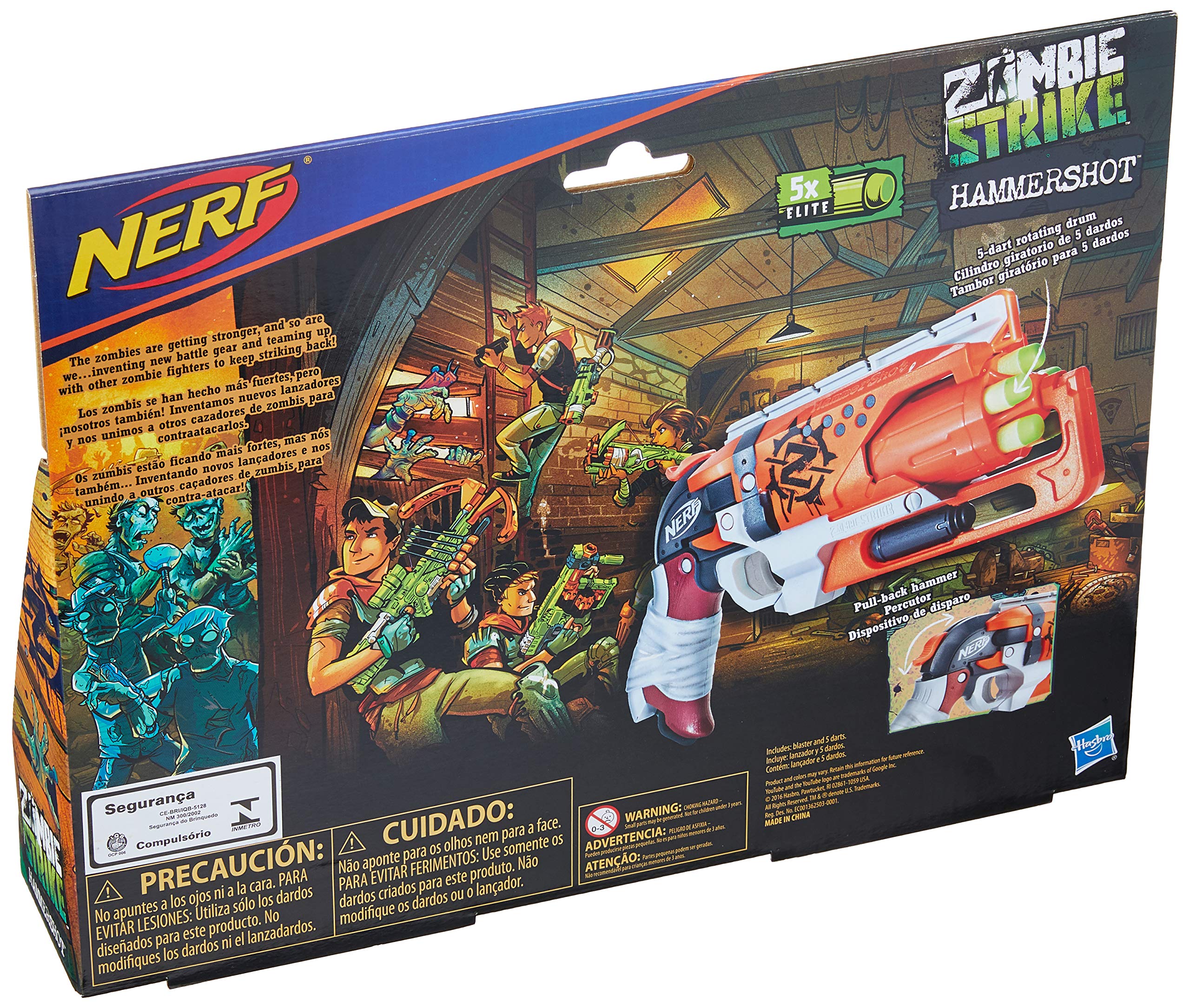 Brinquedo Lança Dardo Zombie Hammer, Nerf, A4726 - Hasbro, Azul
