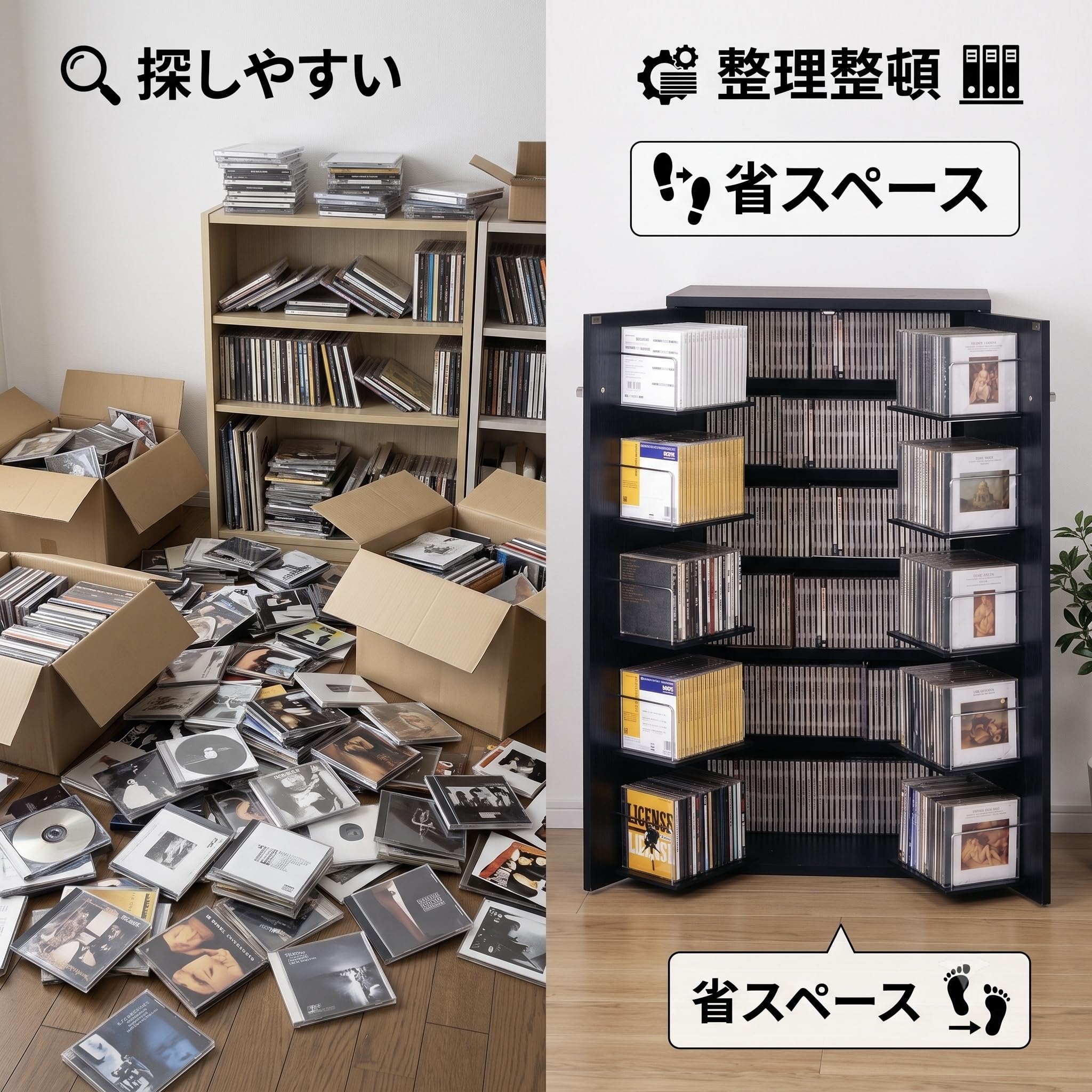 Amazon.co.jp: CDラック 収納名人 CD約454枚収納 日本製 (ブラック