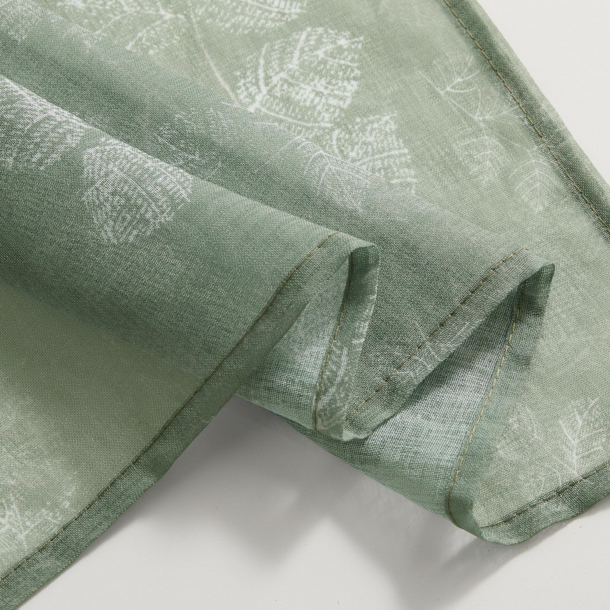 PONY DANCE Tende a Vetro per Porta Finestra 2 Pezzi 60x240 CM Tendine per Soggiorno Eleganti Decorazioni Trasparenti per Cucina Tenda Stampate con Tasca, Verde