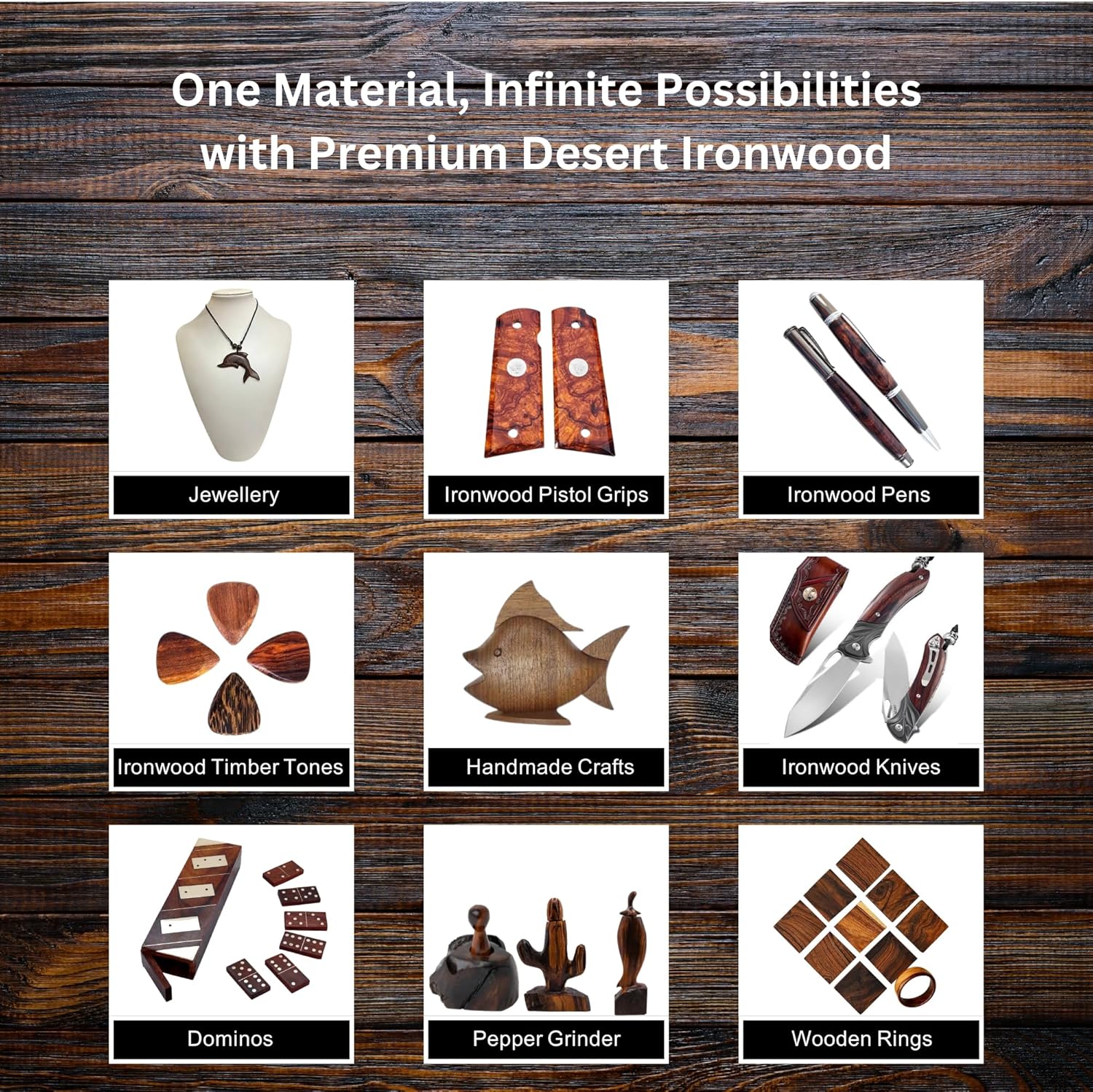 IECAP LLC Desert Ironwood Pen Blanks Hardwood – Grade B, Pack of 10 - Exotic Wood Turning Supplies Blanks for Pen Making, Tools Handles & DIY Crafts – Woodturning Lumber (6 x 1 x 1 Inches)