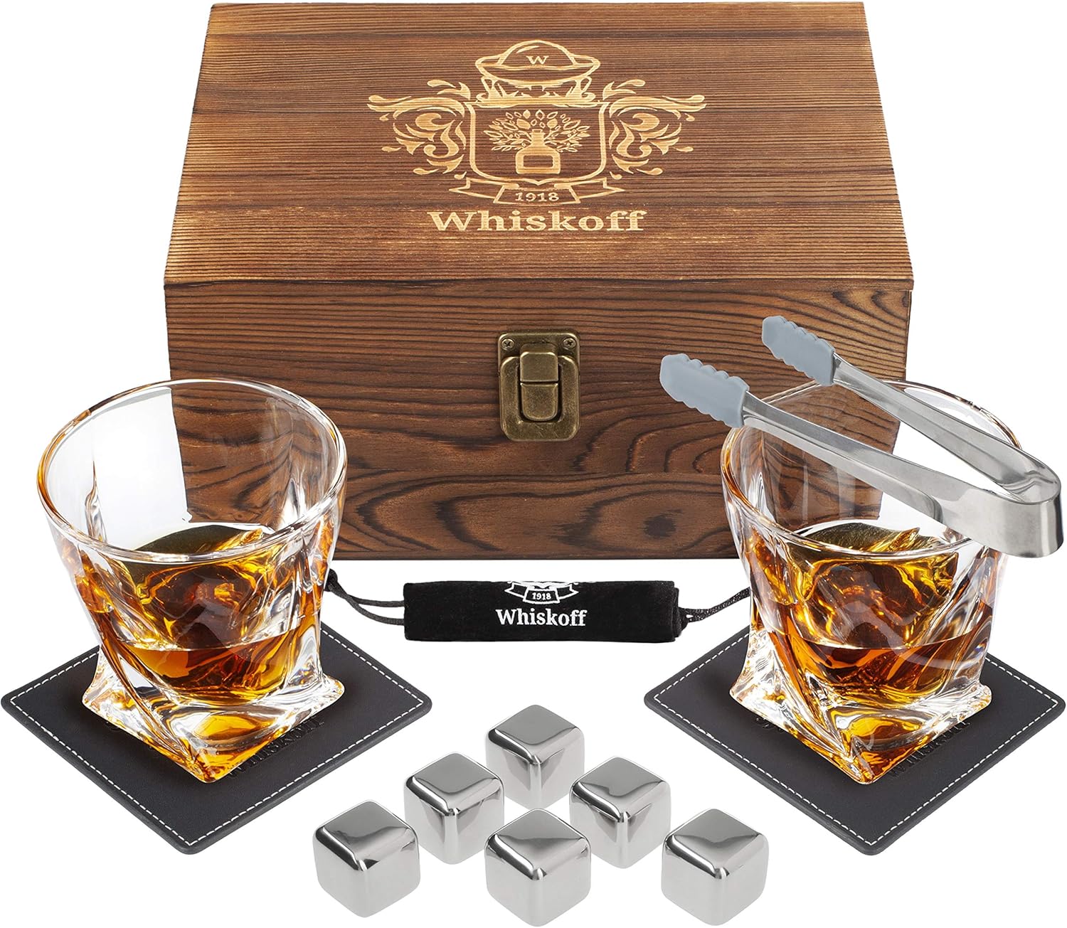 Whiskey Glass Gift Set for Men Dad Whiskey Glass Set of