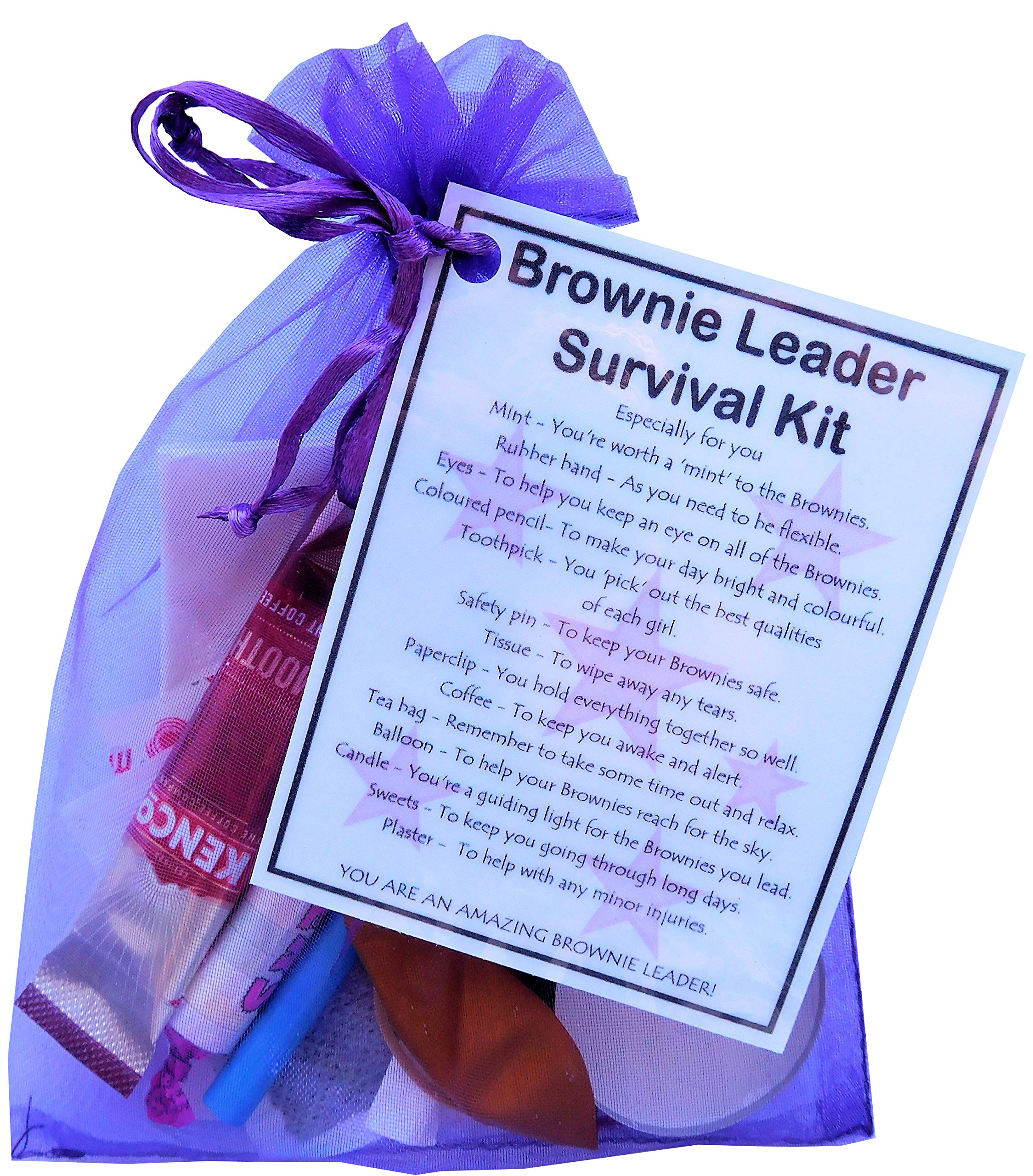 Smile Gifts Uk Purple Brownie Leader Survival Kit Gift (Great Present For Christmas, End Of Year Or Just Because...) Brownie Leader Gift, Gift For Brownie Leader