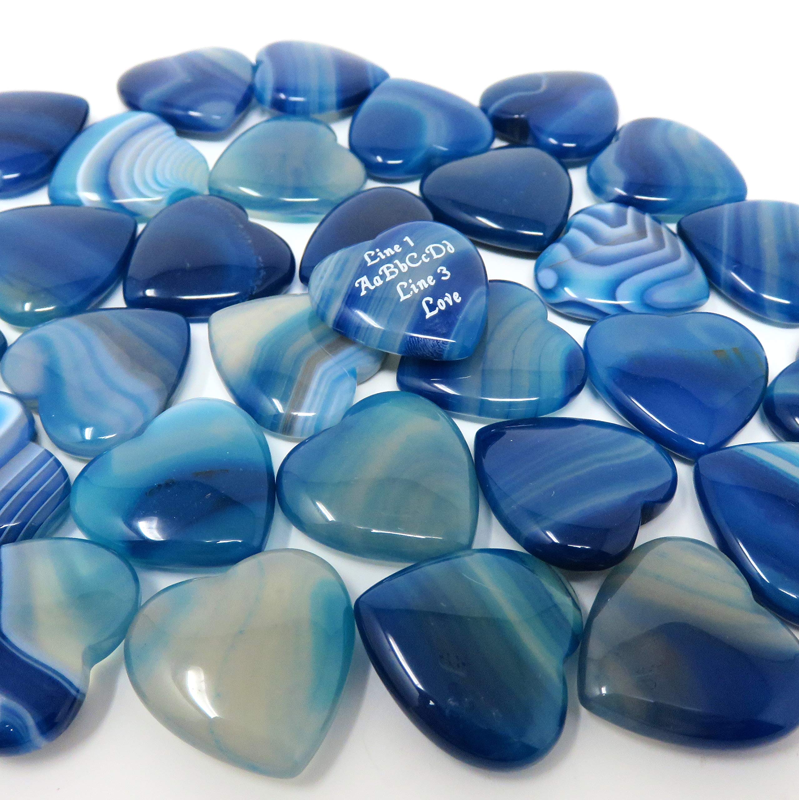 Amazon.com: 創新表面藝術藍色瑪瑙石心形- 客製化雕刻個人化- 無洞