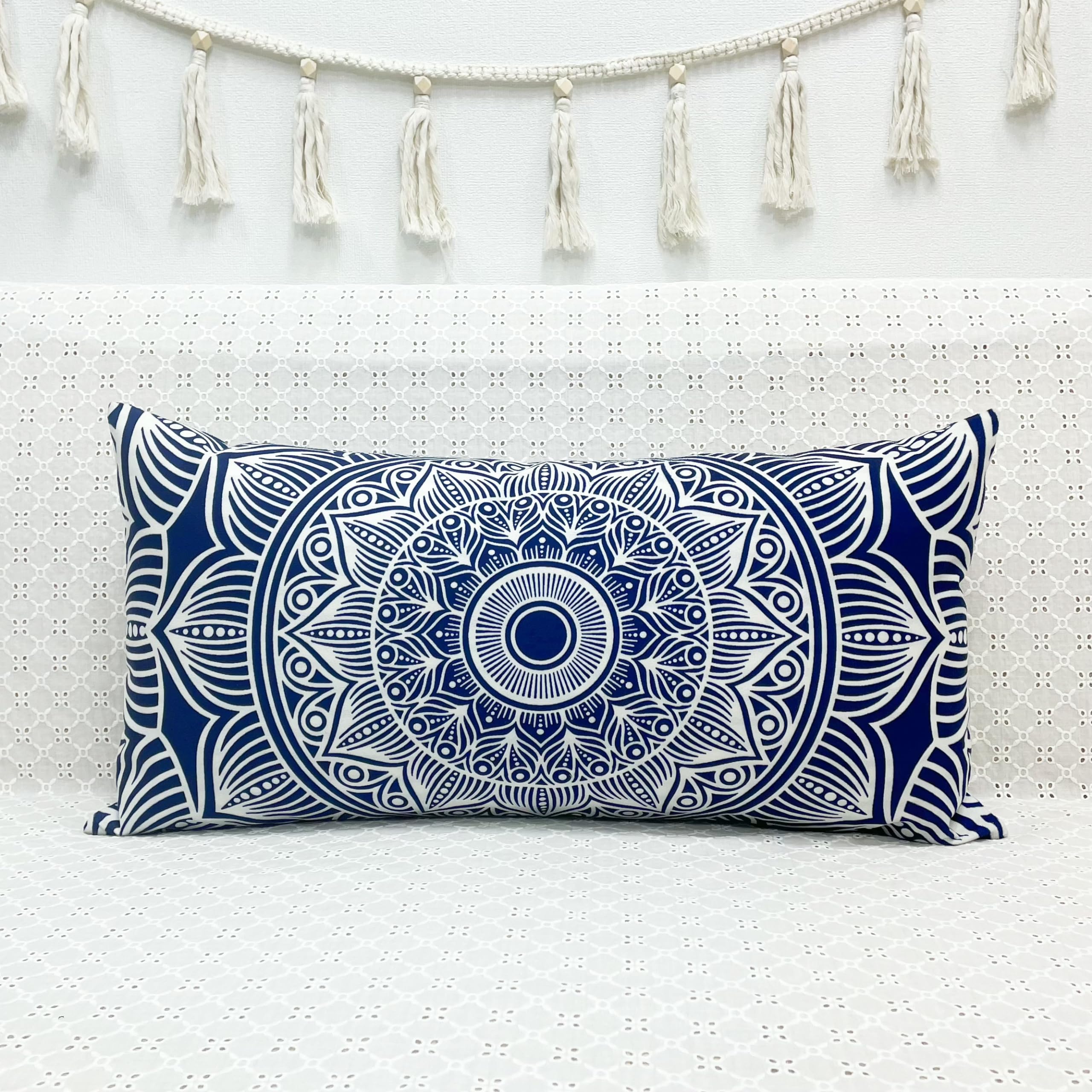 Slow Cow Rectangular Velvet Throw Pillow Cover Decorative Print Lumbar Accent Cushion Cover for Couch Sofa 12 x 24 Inches Navy Blue