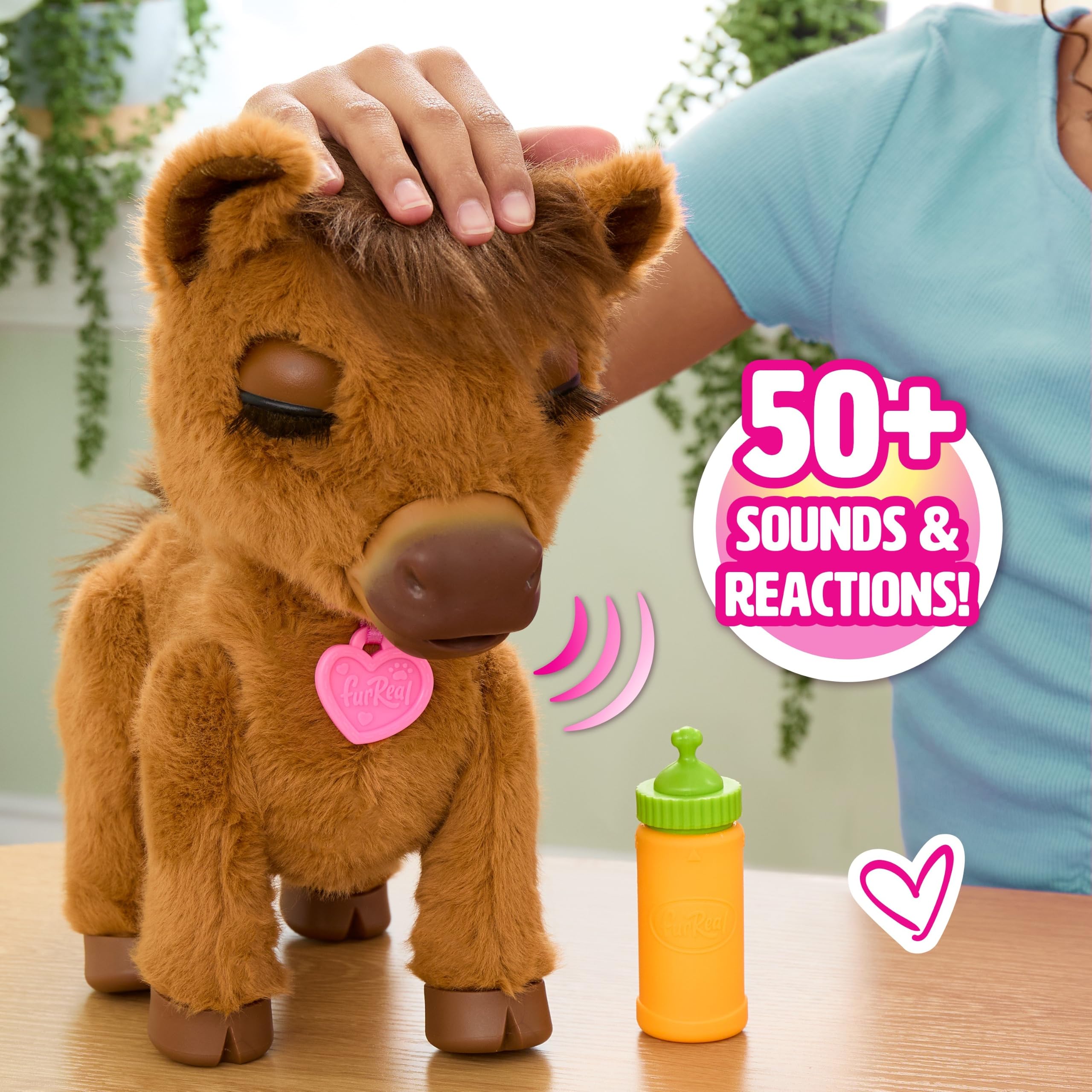 Peluche Interactivo Penny The Feed & Prance Pony de furReal | con más de 50 sonidos y reacciones, camina al activar el biberón, funciona con 4 pilas AA (incluidas), a partir de 4 años
