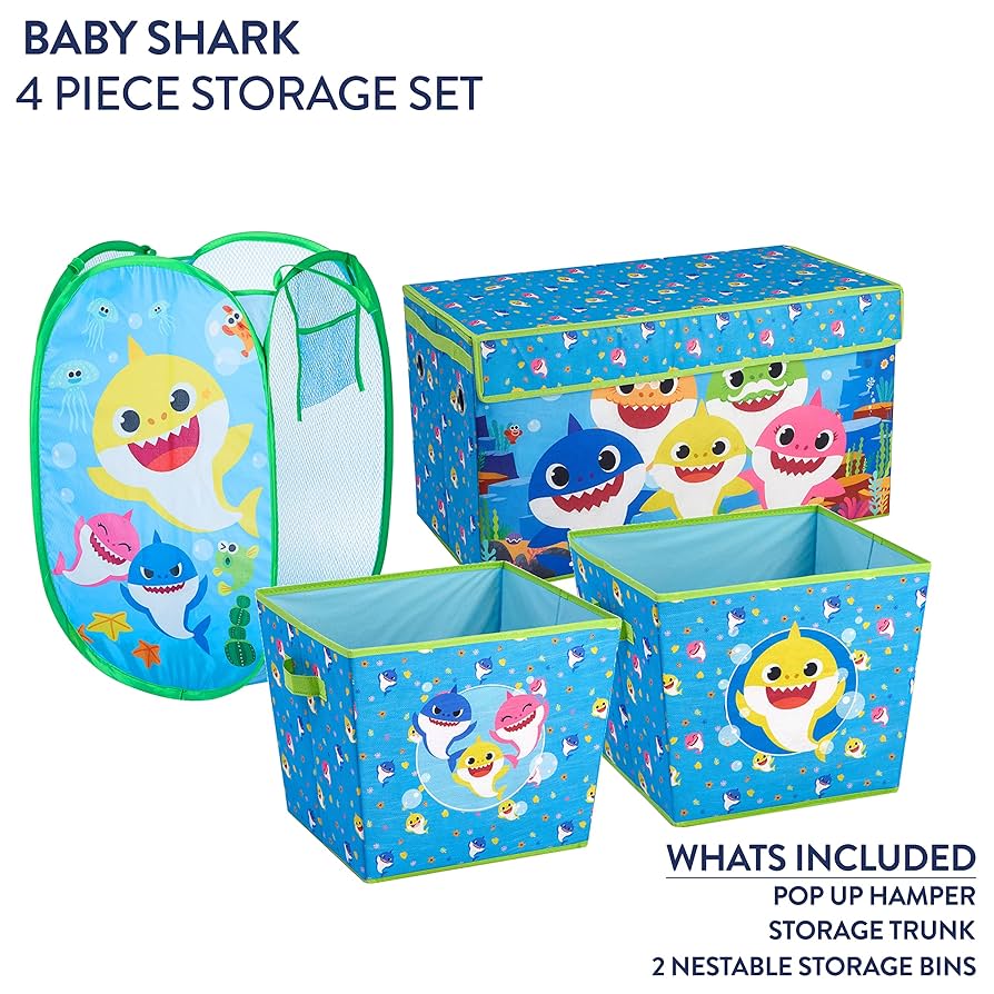 BABYLグッズ　22点セット Amazon.com: Idea Nuova Baby Shark 4-Piece Storage Set with