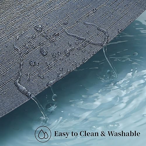 Miniatura 5 de Leetaltree Juego de 12 manteles individuales color azul mezclilla, resistentes al calor, antideslizantes, para mesa de comedor, lavables, duraderos,