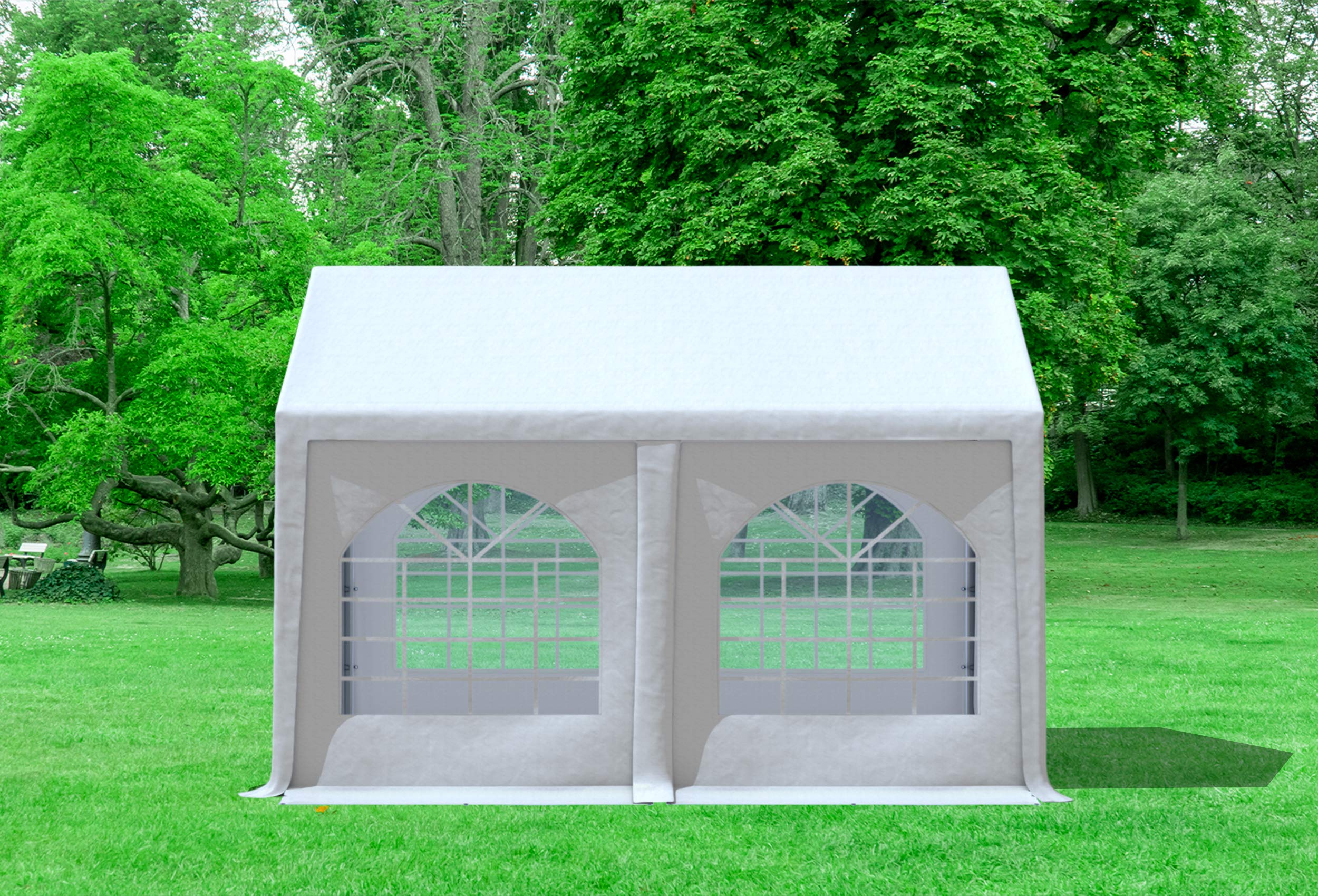 Stabilezelte Partyzelt 3x4 M, Professional PVC 500 G/m², Ohne Fenster, Mit Stahlrohrgestänge – Weiß/beige