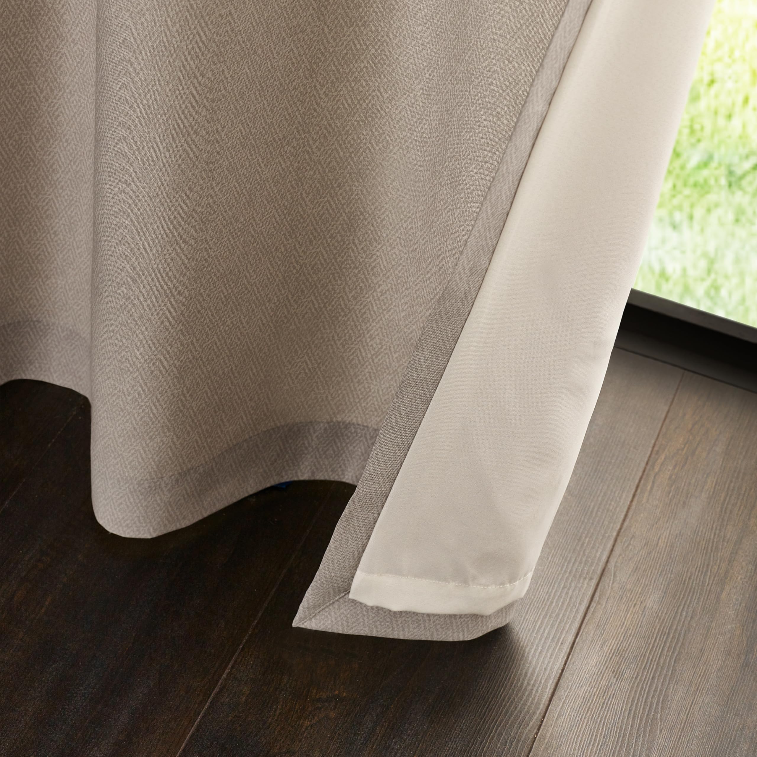 Catherine Lansfield Melville 46x54 Inch Lined Eyelet Curtains Two Panels Natural, W 46.1" x L 53.9" (1 Panels) - Image 4