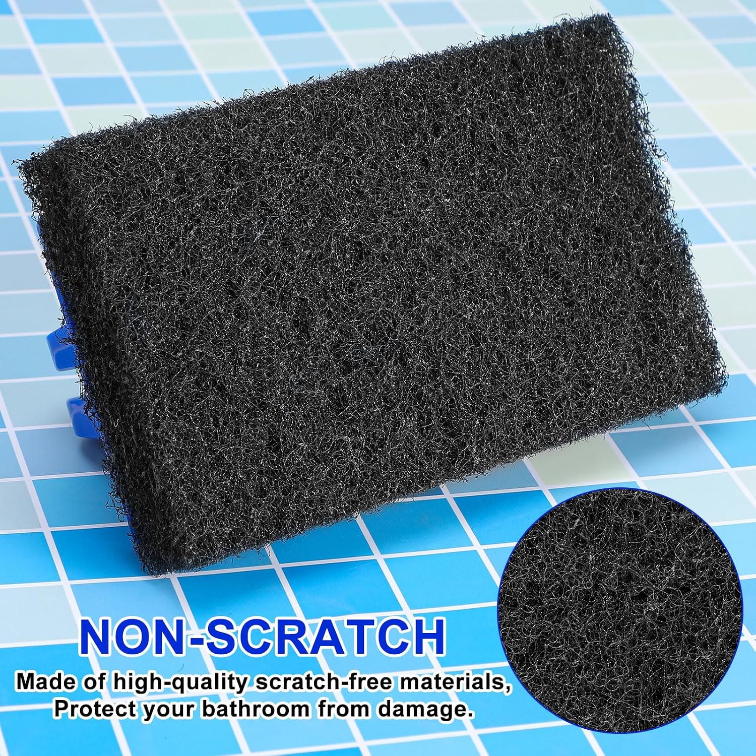 Maxdot 18 Pcs Sponges with Handle Scrub Pad for Tile, Blue and Black
