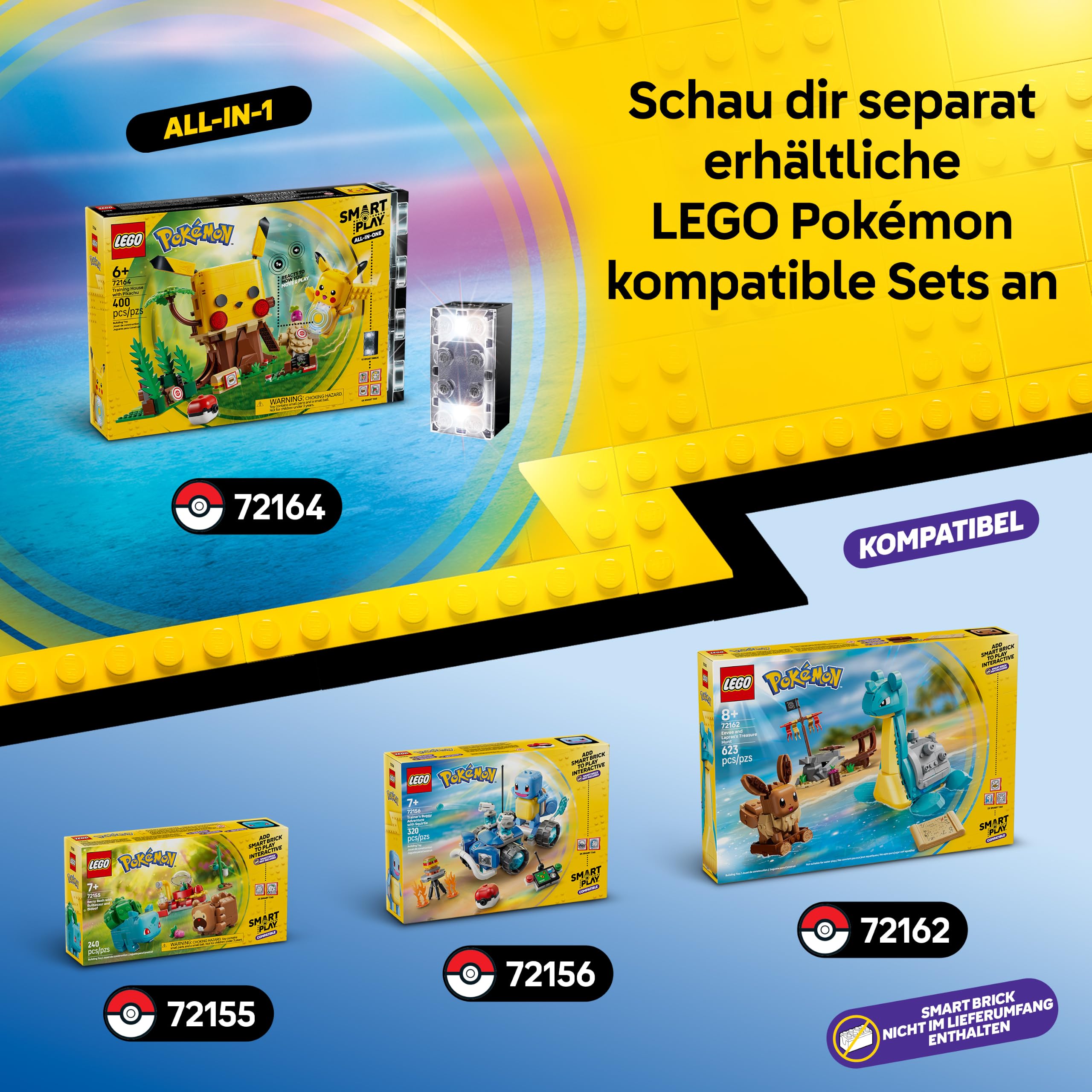 LEGO Pokémon SMART Play: Trainingshaus mit Pikachu - interaktives All-in-1 Spielset mit SMART Brick, 4 Tags, Figur und Ladegerät - Geschenkidee für Kinder ab 6 Jahren - 72164