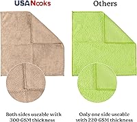 Vista 3 de USANOOKS Paño de limpieza de microfibra, color beige, 24 piezas (12.5 x 12.5 pulgadas), alto rendimiento, 1200 lavados, toalla de automóvil ultra