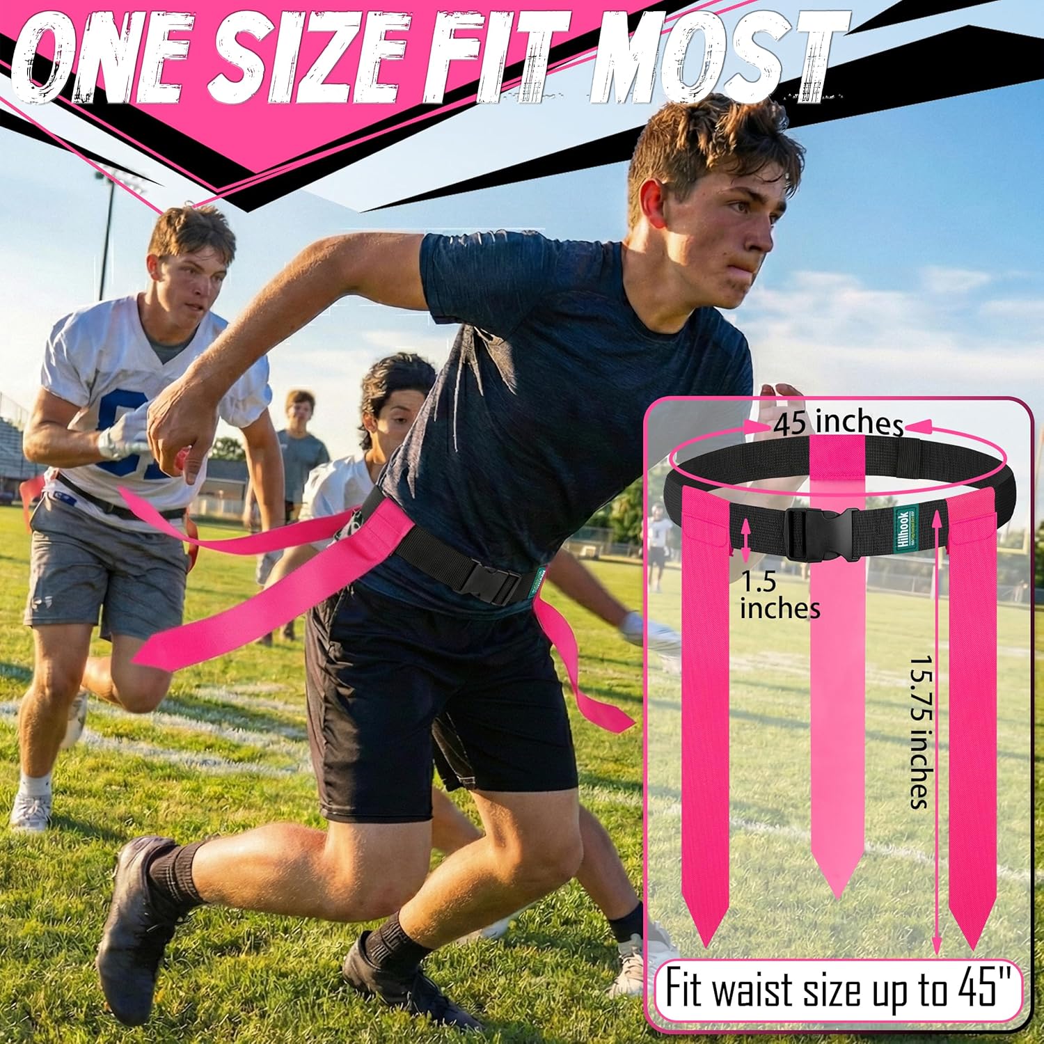Flag Football Belts, 14 Player Flag Football Set with 42 Flags for Kids Youth and Adults Training Equipment