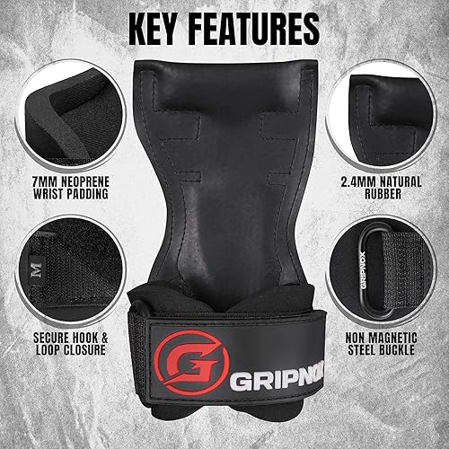 Miniatura 2 de Puños y correas de levantamiento de pesas de primera calidad para peso muerto y levantamiento de pesas - Agarre de goma antideslizante con soporte